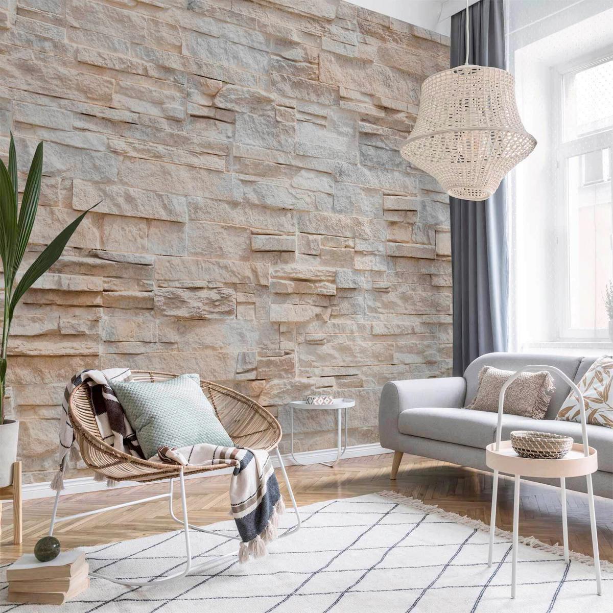 Fototapeta Stony Gracefulness, 350x245cm - bež/svetlo siva, Trendi, tekstil (350/245cm) - artgeist