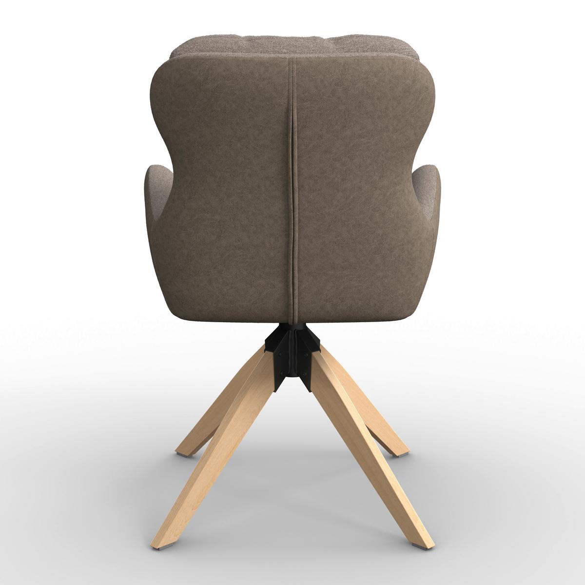 Armlehnstuhl Neelia Braun Webstoff Drehbar Gepolstert - Braun/Naturfarben, MODERN, Holz/Textil (71/60/94cm) - Bessagi Home