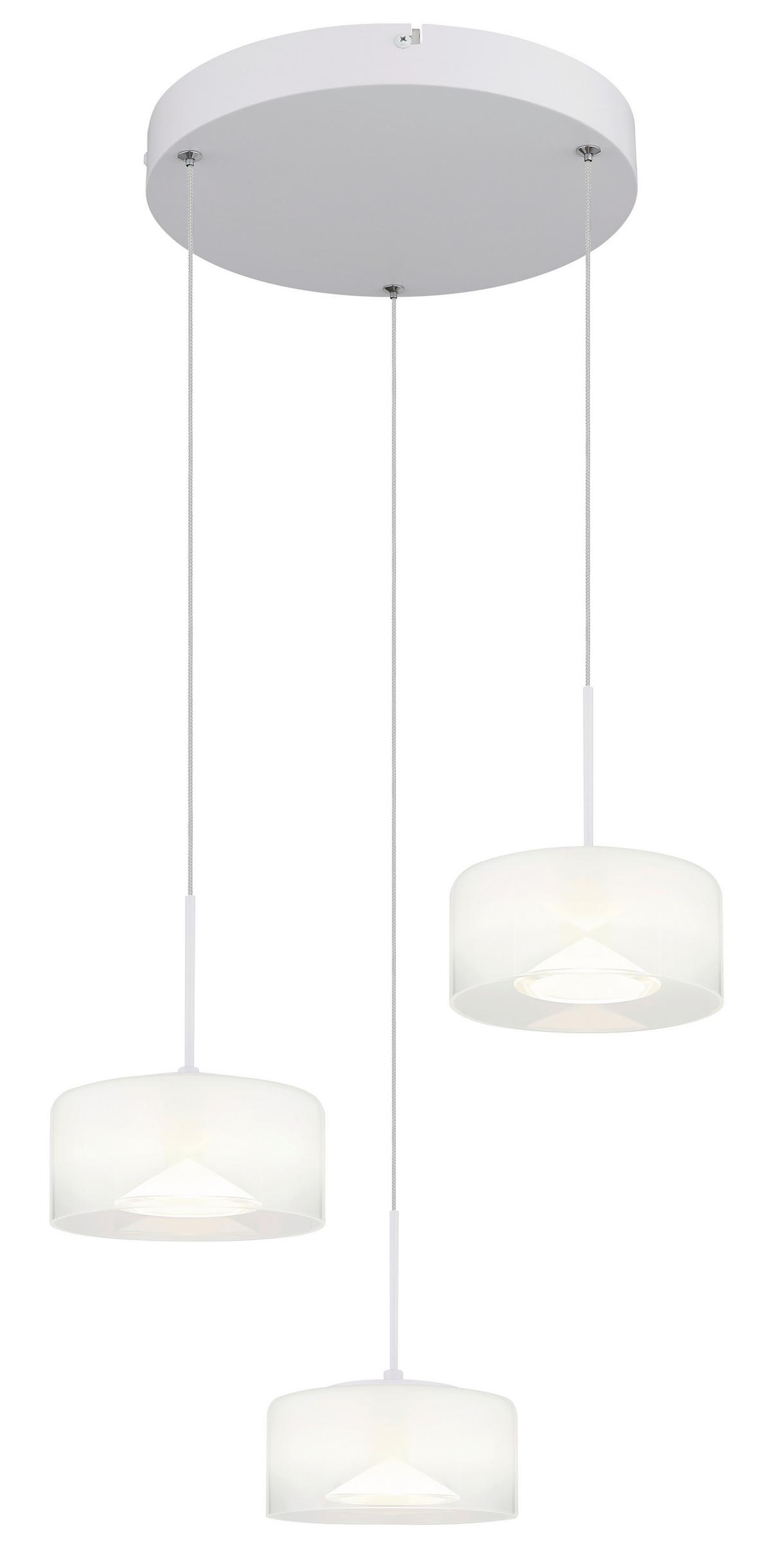 LED-HÄNGELEUCHTE 16024-3W  BELINDA - Klar/Weiss, Design, Glas/Kunststoff (40/150cm) - Globo