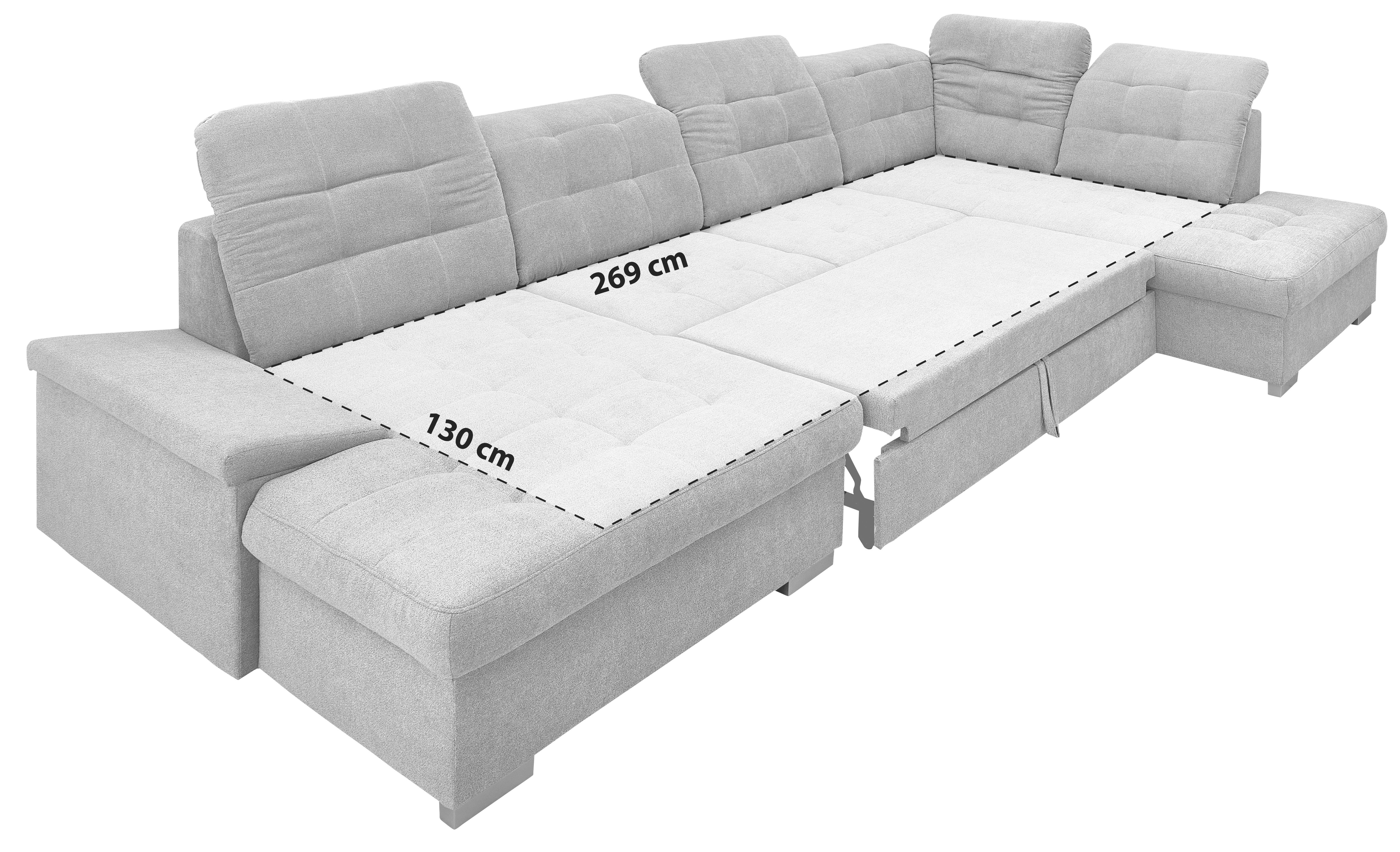 Wohnlandschft Zira Schwarz Nylon/Mikrofaser - Chromfarben/Schwarz, Design, Kunststoff/Textil (169/330/212cm) - Livetastic