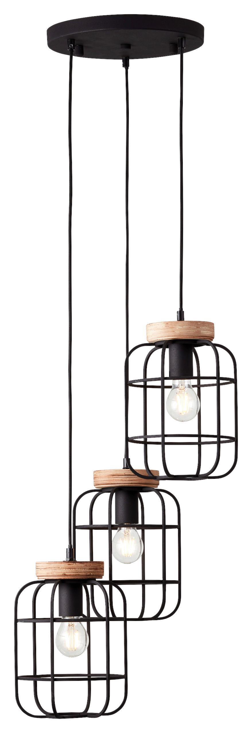 Hängeleuchte Gwen Braun/Schwarz max. 40 Watt - Schwarz/Braun, Design, Holz/Metall (42/165cm) - Brilliant