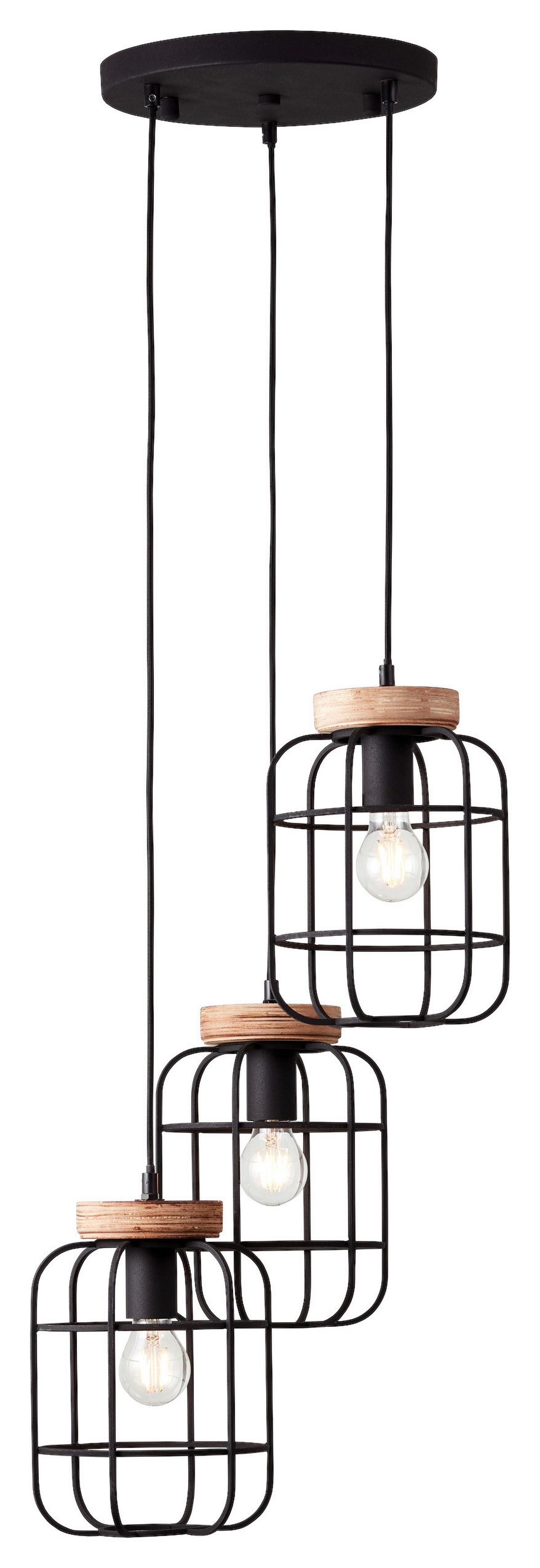 Hängeleuchte Gwen Braun/Schwarz max. 40 Watt - Schwarz/Braun, Design, Holz/Metall (42/165cm) - Brilliant