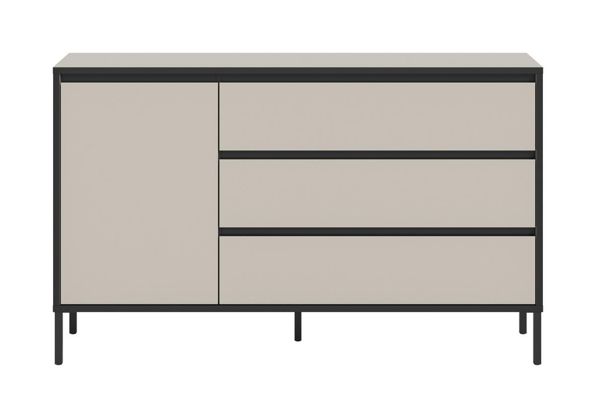 SIDEBOARD TRON - Kaschmir/Schwarz, Design, Holzwerkstoff/Metall (136/83/38cm) - Livetastic
