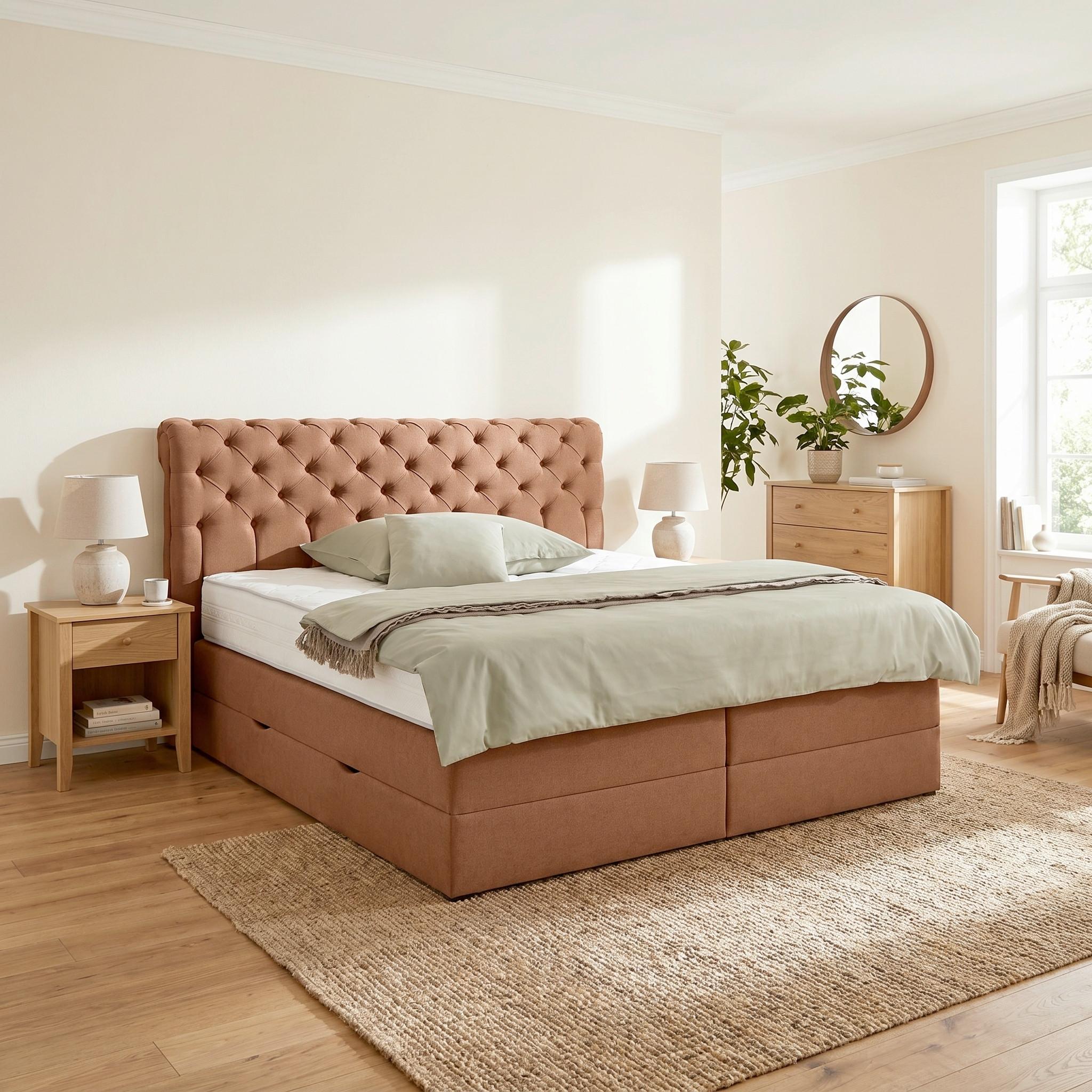 Boxspringbett Belano Rostfarben ca. 180x200cm - Rostfarben, KONVENTIONELL, Holz/Holzwerkstoff (180/200cm) - Premium Living