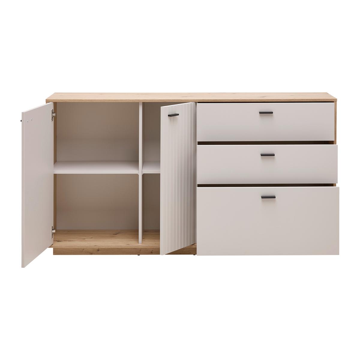 Sideboard Cremona Kaschmir/Eiche Artisan - Kaschmir/Schwarz, MODERN, Holzwerkstoff/Metall (160/88,5/38cm) - Premium Living
