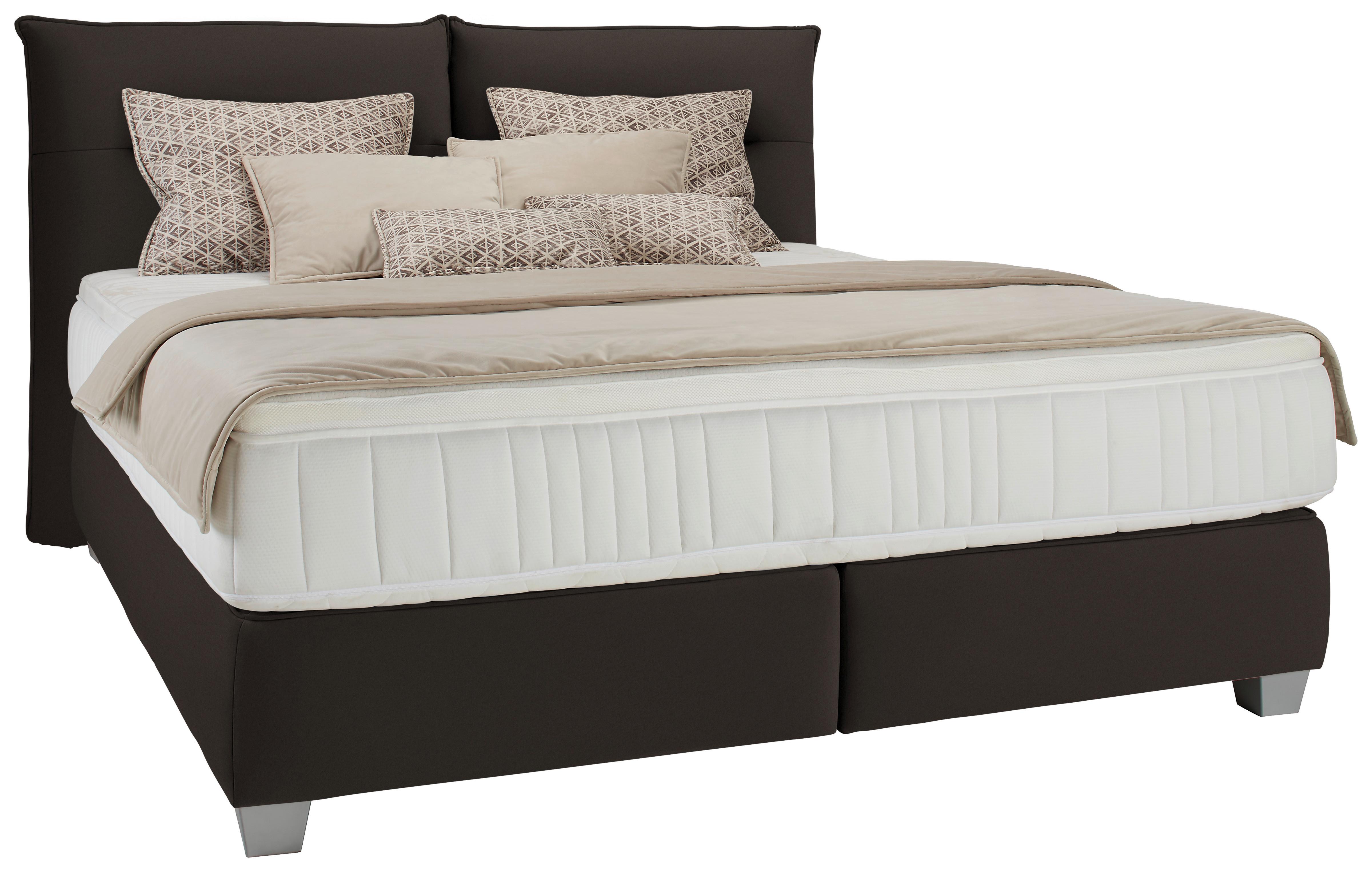 Boxspring Krevet Fog - srebrne boje/smeđa, Lifestyle, tekstil/plastika (180/200cm) - Premium Living