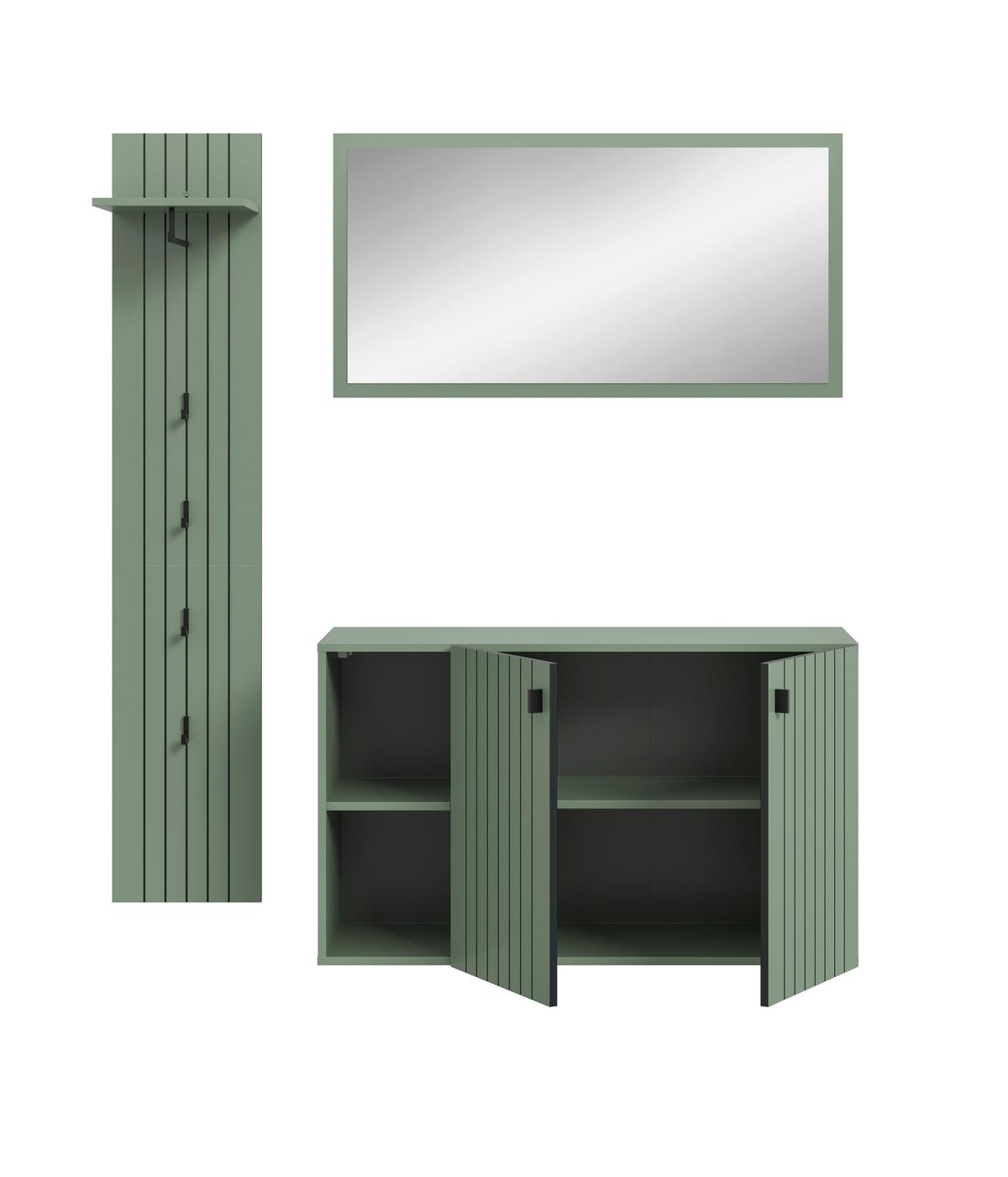 Predsoba Station, Sivozelena, 3-Delna - sivozelena, Design, leseni material (152/192/37cm) - MID.YOU