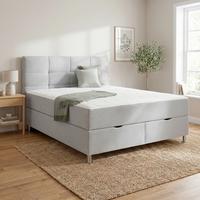 Boxbett Oviedo 180 in Hellgrau ca. 180x200cm - Hellgrau, KONVENTIONELL, Textil/Metall (180/200cm) - Mömax