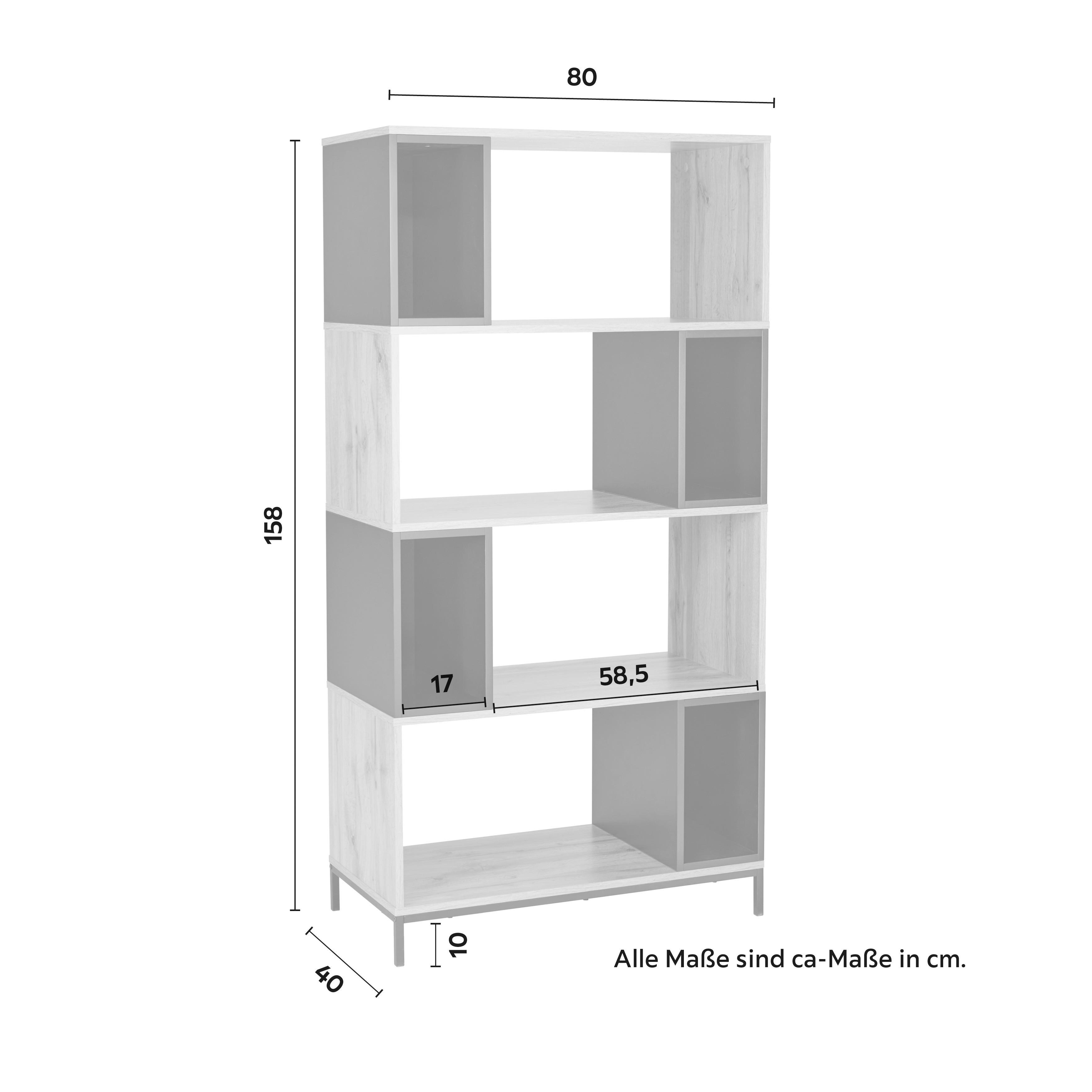 HYLLA MEGY - svart/ekfärgad, Modern, metall (80/158/40cm) - Bessagi Home