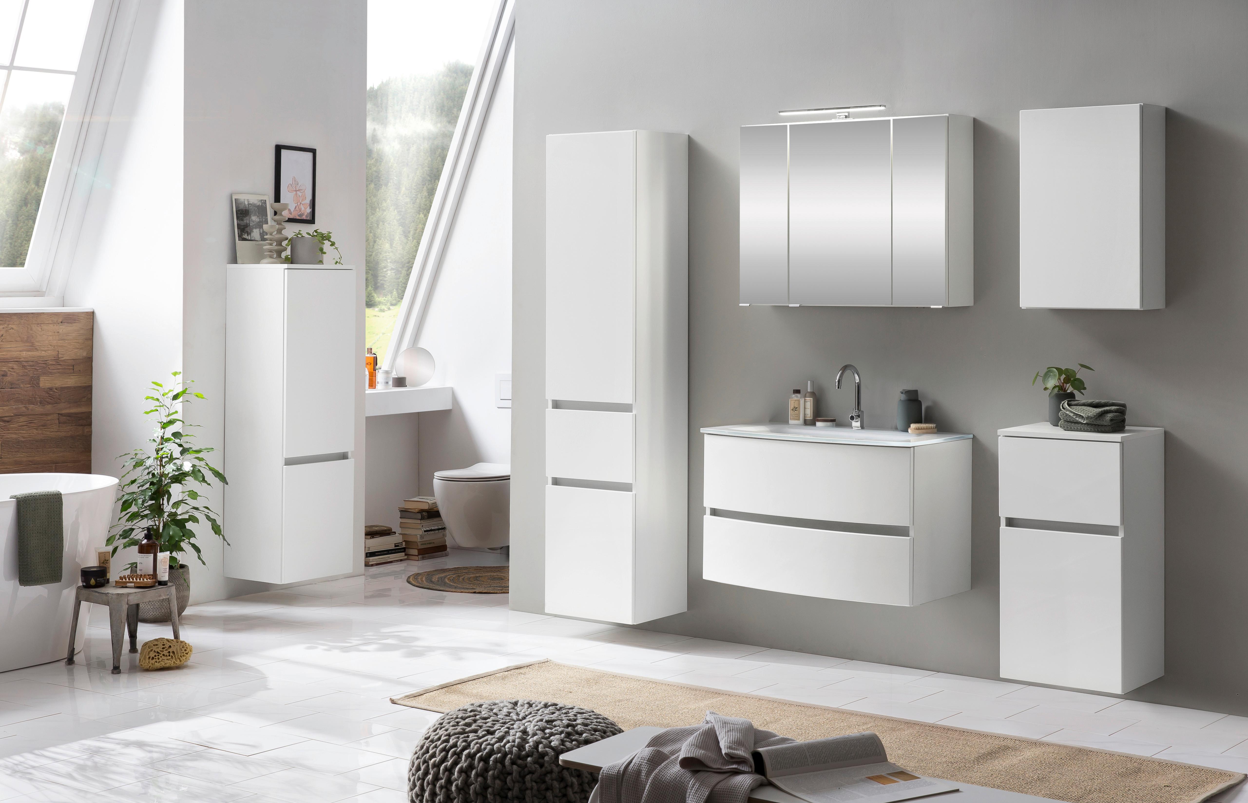 Hochschrank Kopenhagen B: 40 cm Weiß - Silberfarben/Weiß, KONVENTIONELL, Holzwerkstoff/Kunststoff (40/180/35cm) - Held