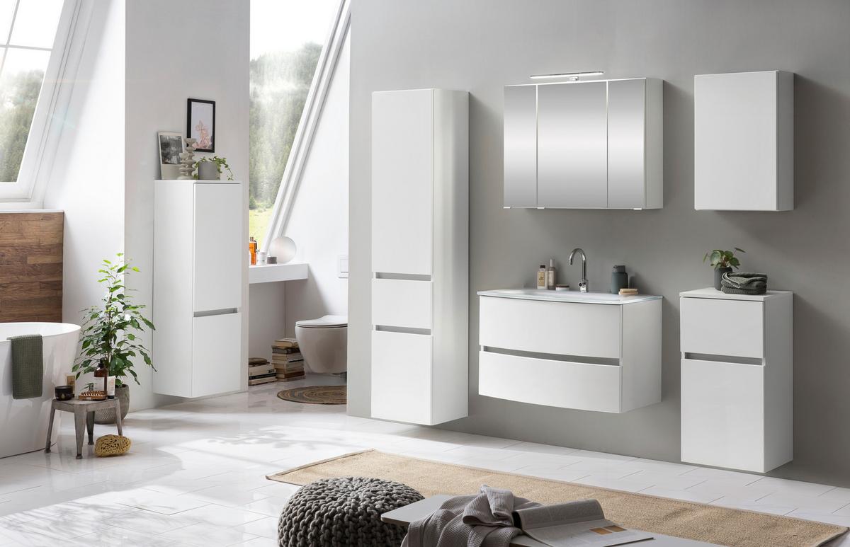 Hochschrank Kopenhagen B: 40 cm Weiß - Silberfarben/Weiß, KONVENTIONELL, Holzwerkstoff/Kunststoff (40/180/35cm) - Held