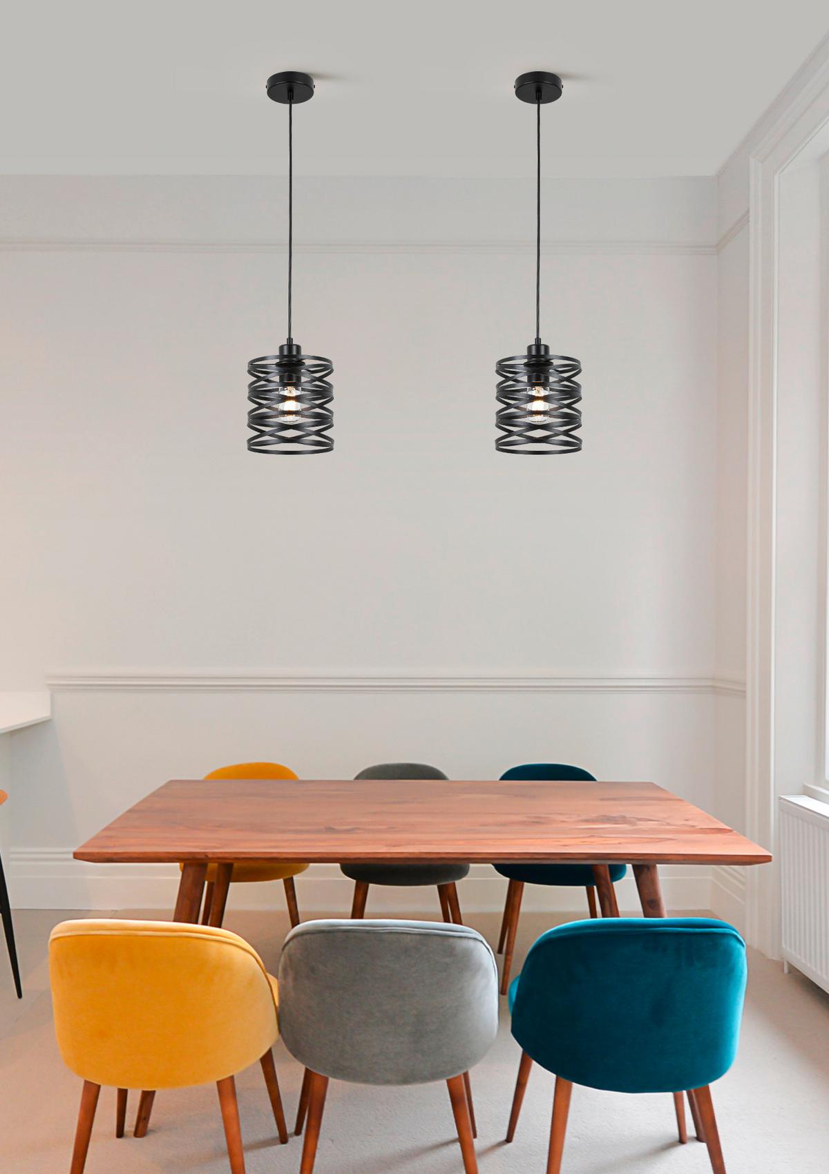 Hängeleuchte Esila Schwarz max. 40 Watt - Schwarz, MODERN, Kunststoff/Metall (17/120cm) - Mömax