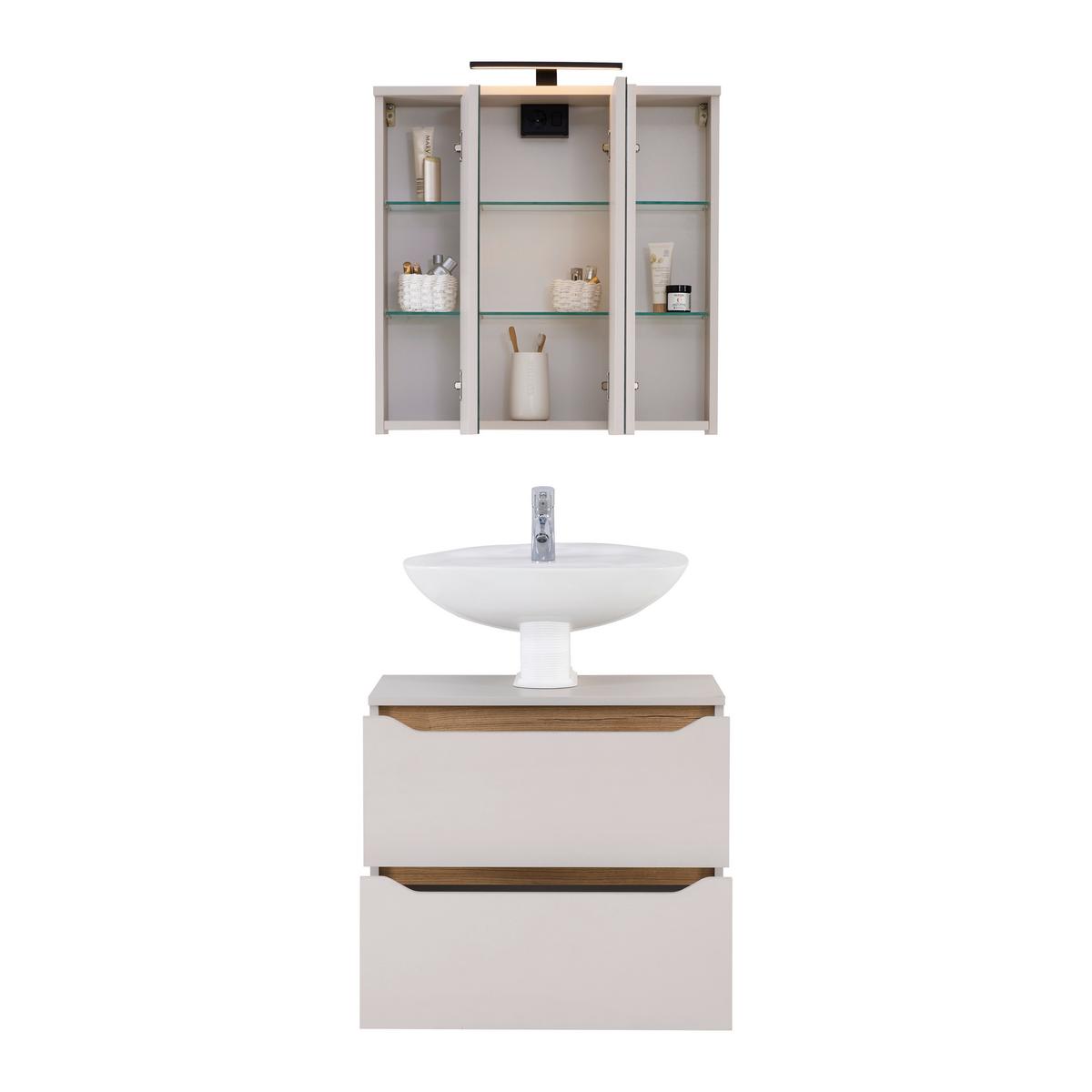 Waschbeckenunterschrank Mallorca Kaschmir/Eiche - Kaschmir/Schwarz, MODERN, Holzwerkstoff (70/60/40cm) - Based