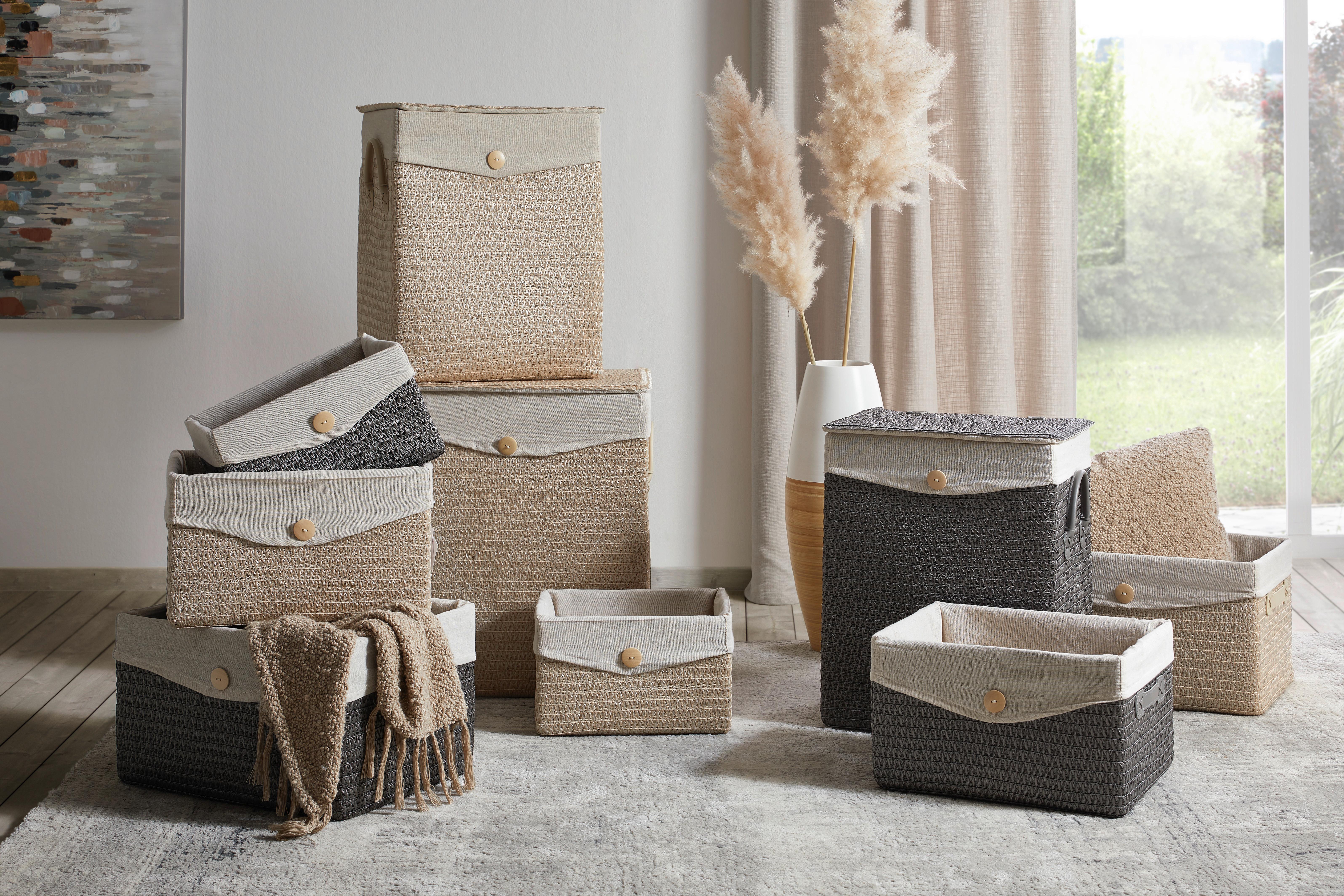 TVÄTTKORG DENISE - beige, Romantik / Lanthus, textil/plast (35/20/26cm) - Mömax