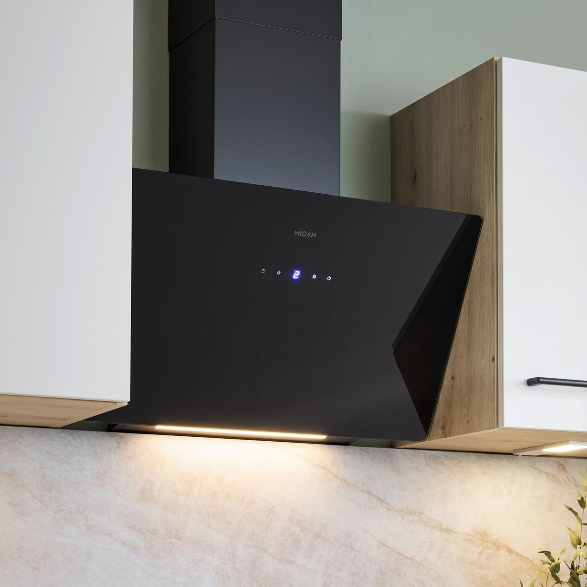 Küchenblock IP1200 o. Geräte Weiß/Eiche - Eichefarben/Schwarz, MODERN, Holzwerkstoff/Metall (310cm) - Impuls