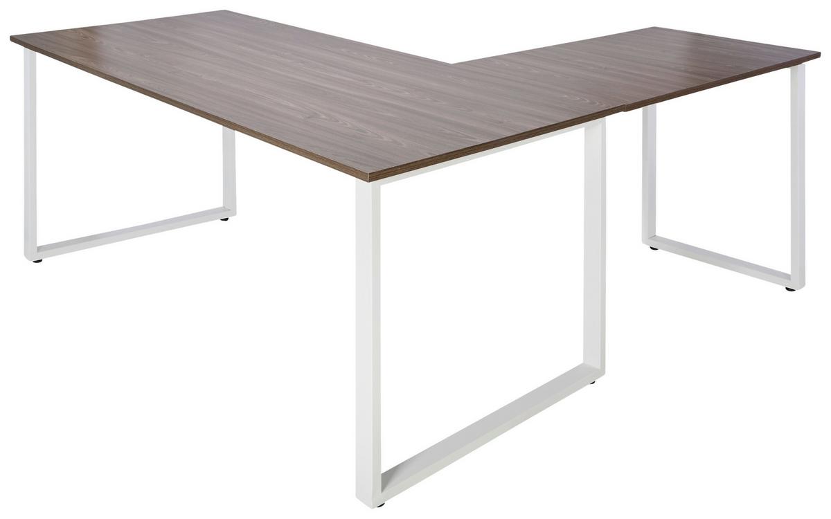 Kotna Pisalna Miza Workspace Xl I, Siva - siva/bela, Basics, kovina/leseni material (180/180/75,5cm) - MID.YOU