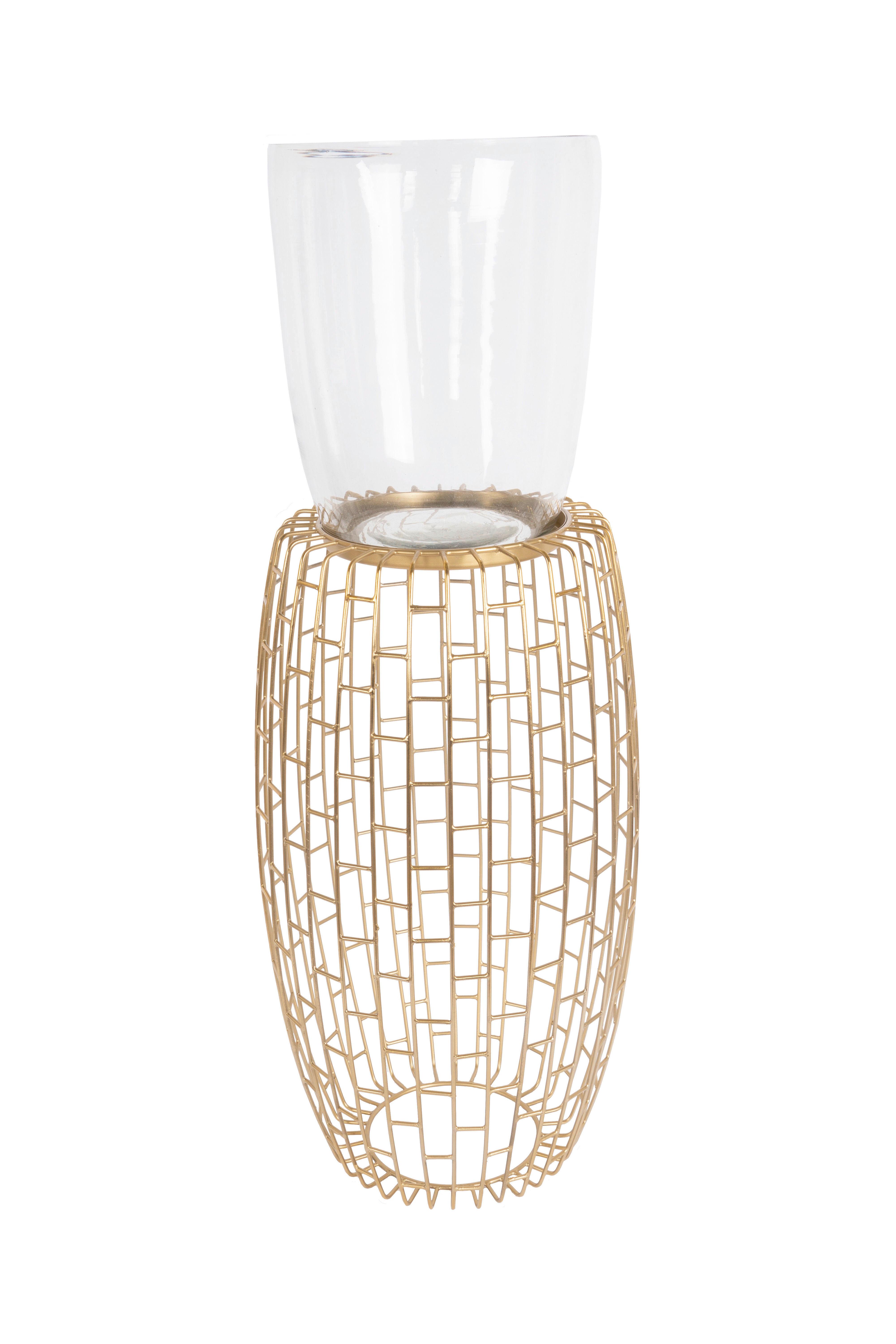 KERZENHALTER OSLBS-GLD - Goldfarben, Design, Glas/Metall (28/73/28cm) - Kayoom