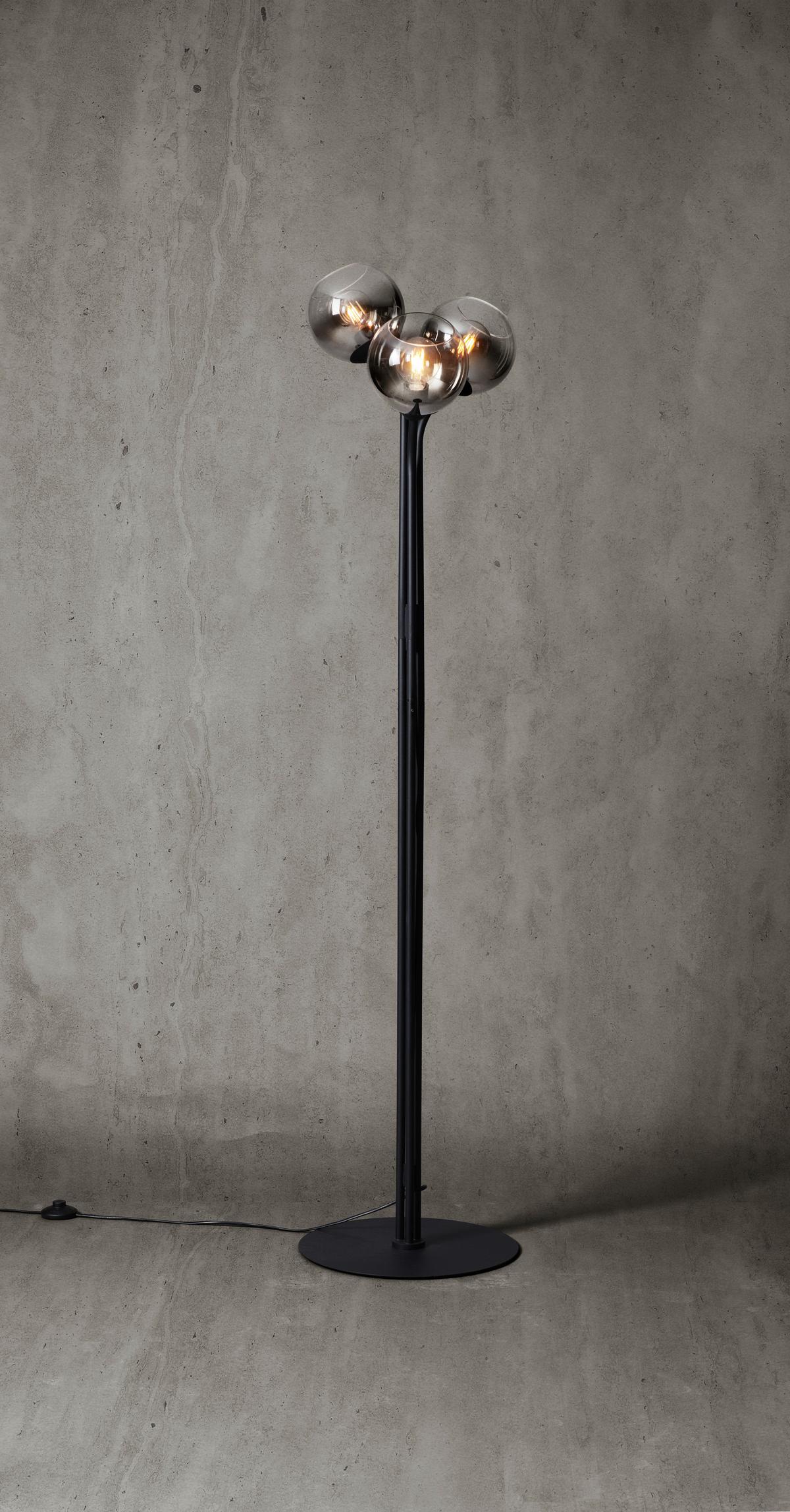 Lampadar Kian - culoare crom/negru, Modern, sticlă/metal (42/165cm) - Visiona