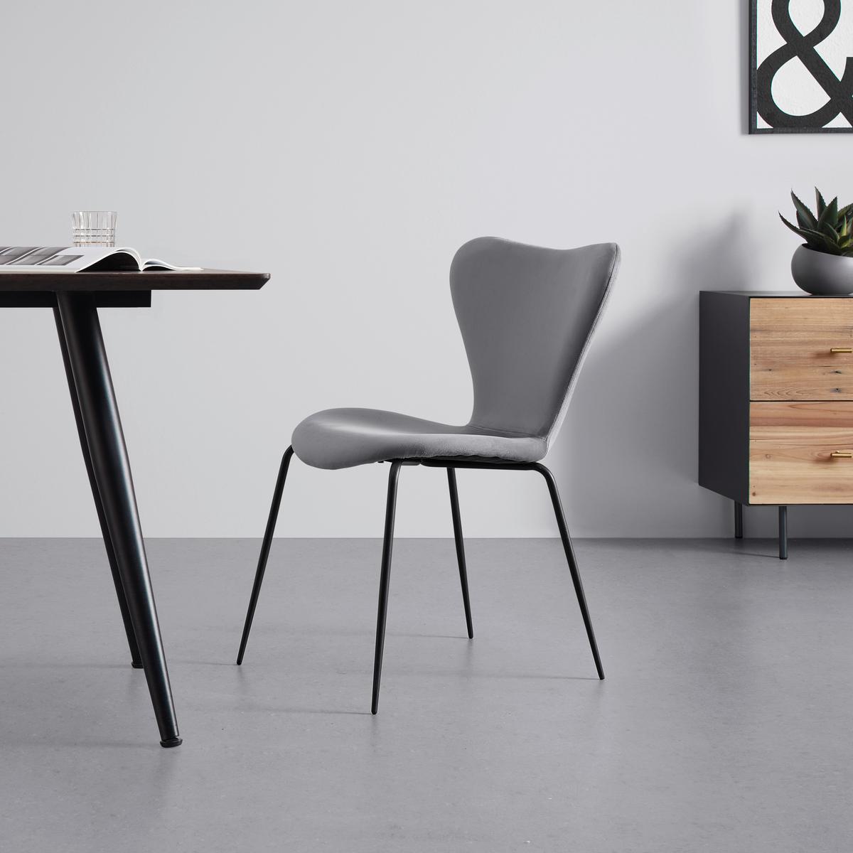 KRZESŁO ALICIA - jasnoszary/czarny, Modern, metal/drewno (53/82,5/53cm) - Bessagi Home