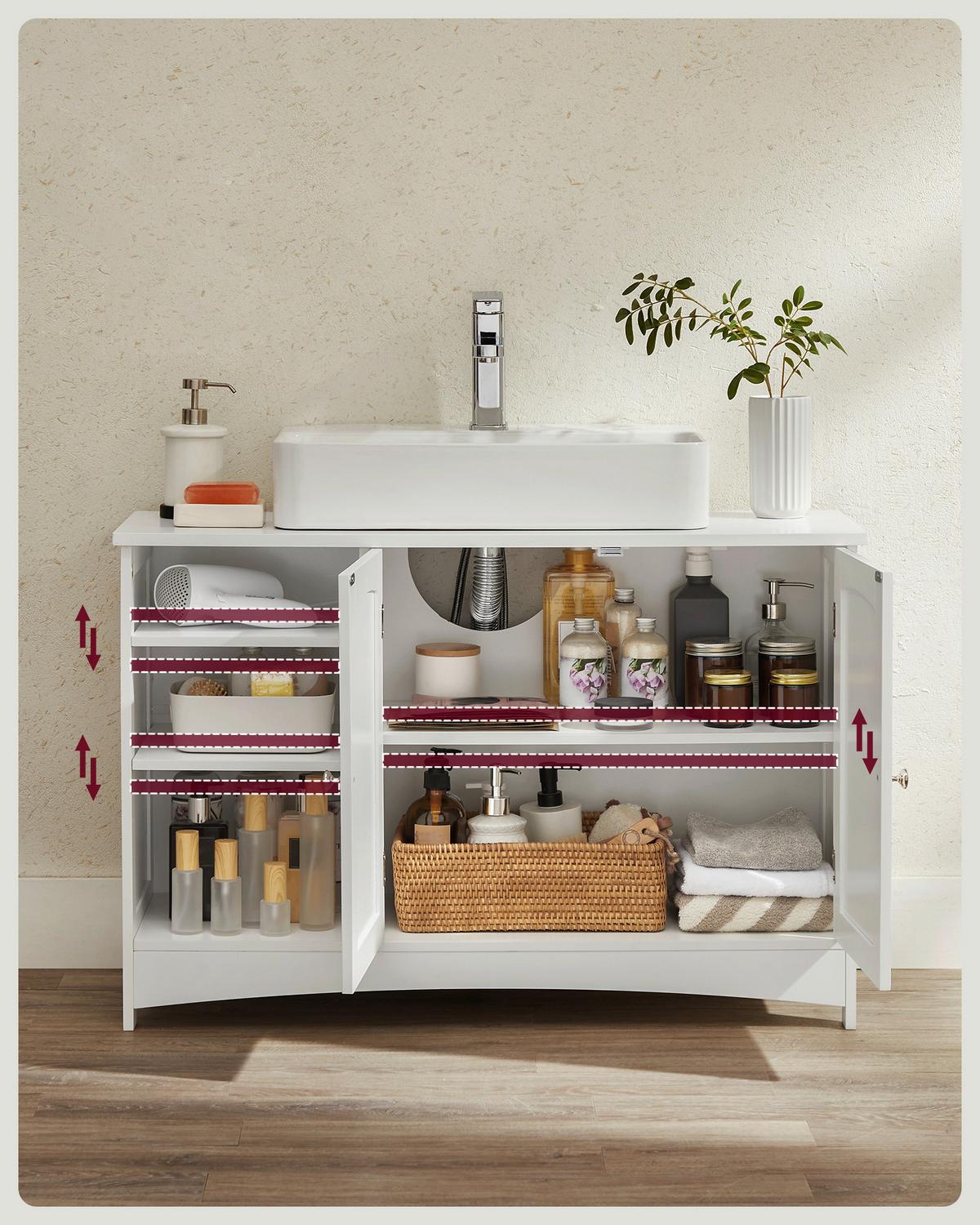 WASCHBECKENUNTERSCHRANK WASHBASIN CABINET - Chromfarben/Weiß, MODERN, Holzwerkstoff/Metall (90/60/30cm) - MID.YOU