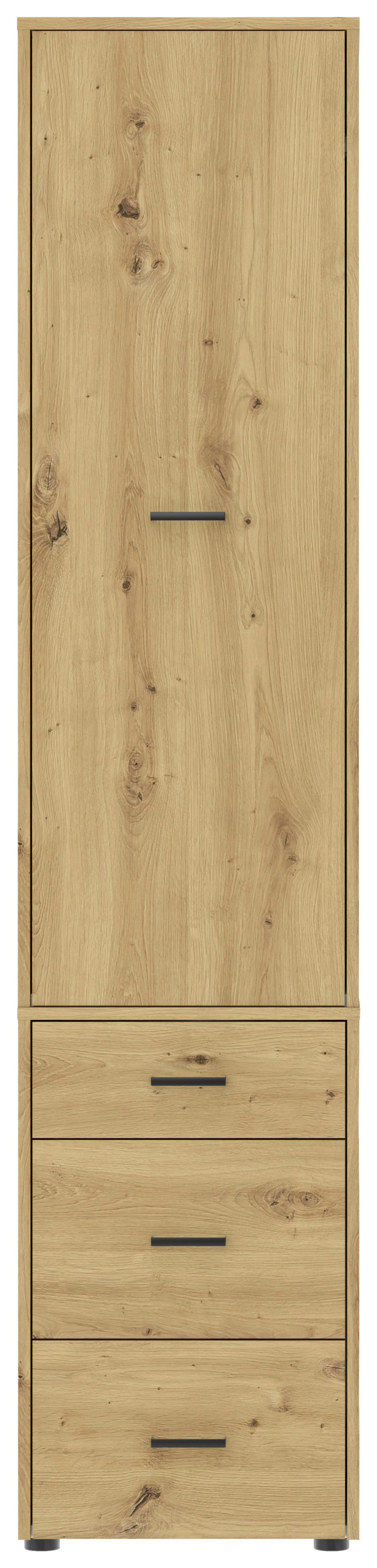 Kleiderschrank Kivo Eiche Artisan - Schwarz/Eiche Artisan, Basics, Holzwerkstoff/Kunststoff (45/199,6/52,1cm) - Based