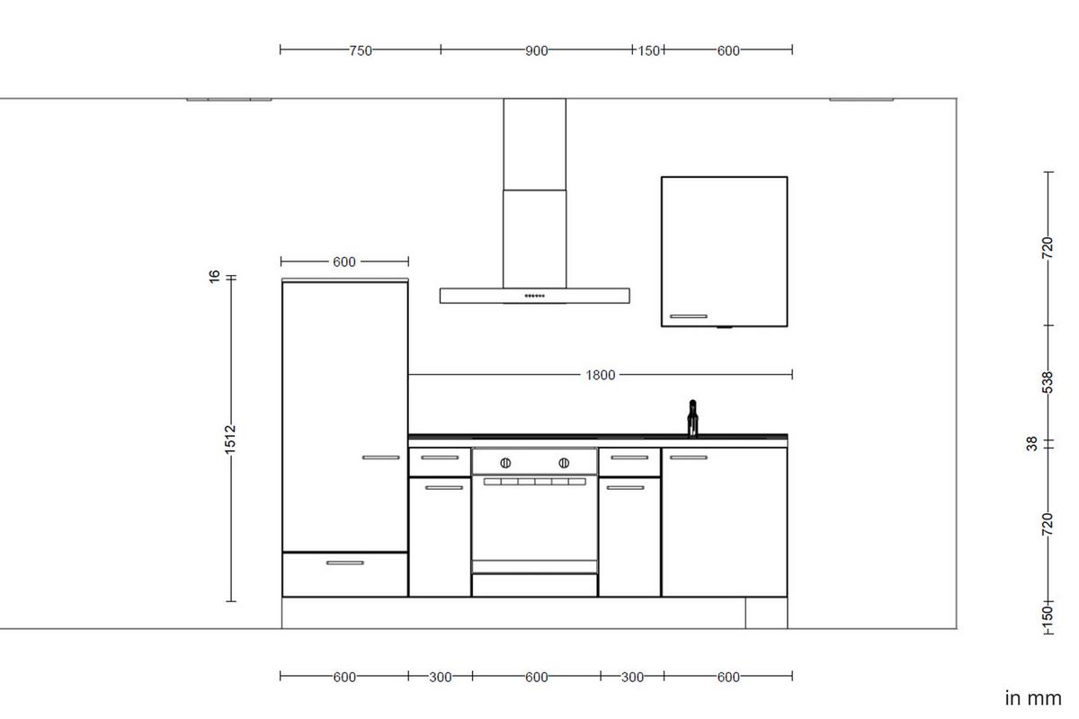 Küchenleerblock Flash Low o. Geräte Hellgrau - Schieferfarben/Edelstahlfarben, MODERN, Holzwerkstoff/Metall (240cm) - Nobilia