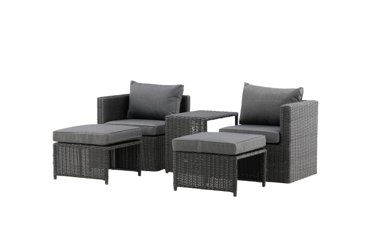 GARTENSET QUAD - Schwarz/Grau, KONVENTIONELL, Kunststoff/Metall - Gardenson