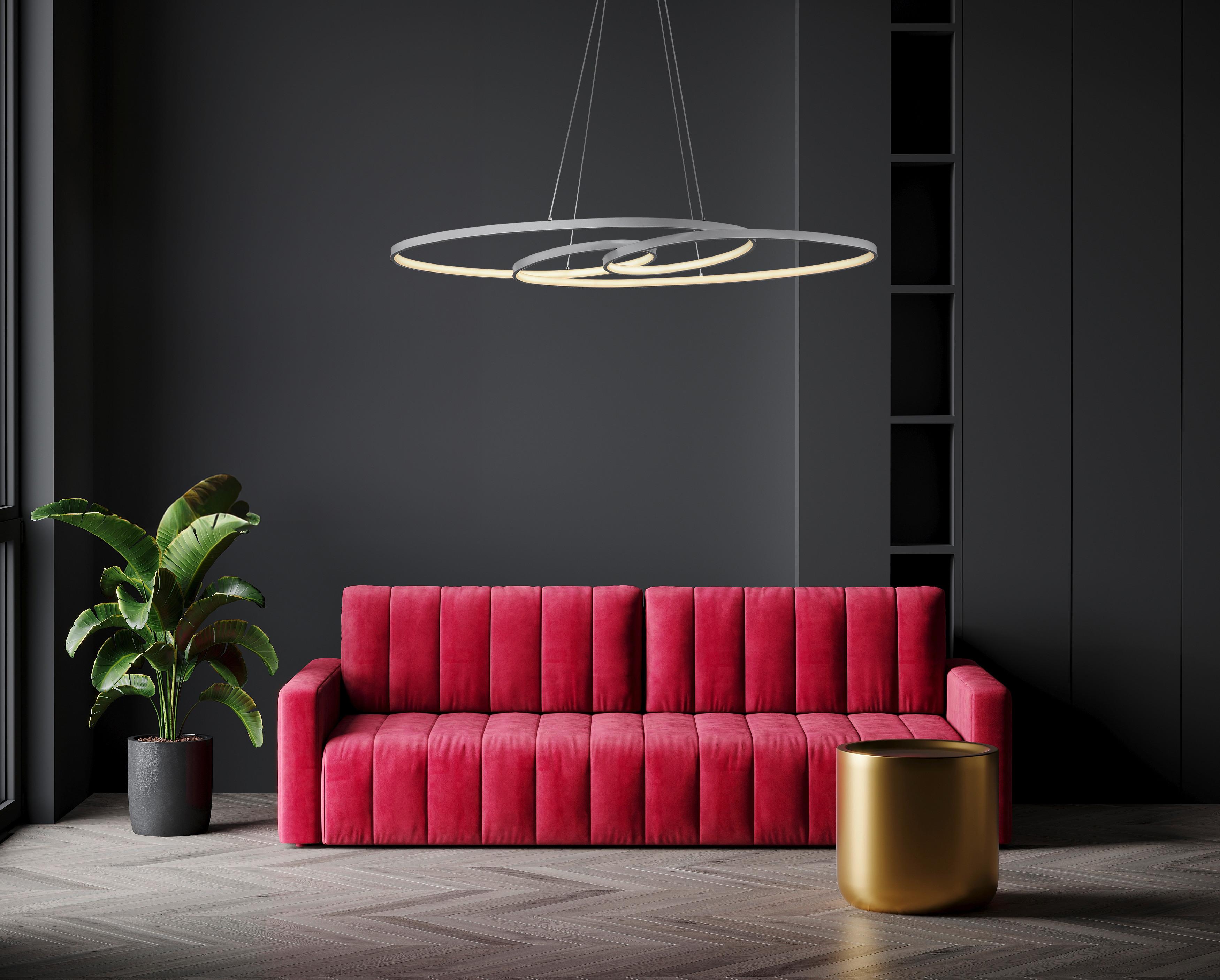 Viseča Led-svetilka Spira, S Sijalko - srebrne barve/opal, Design, kovina/umetna masa (100/36/120cm) - Globo