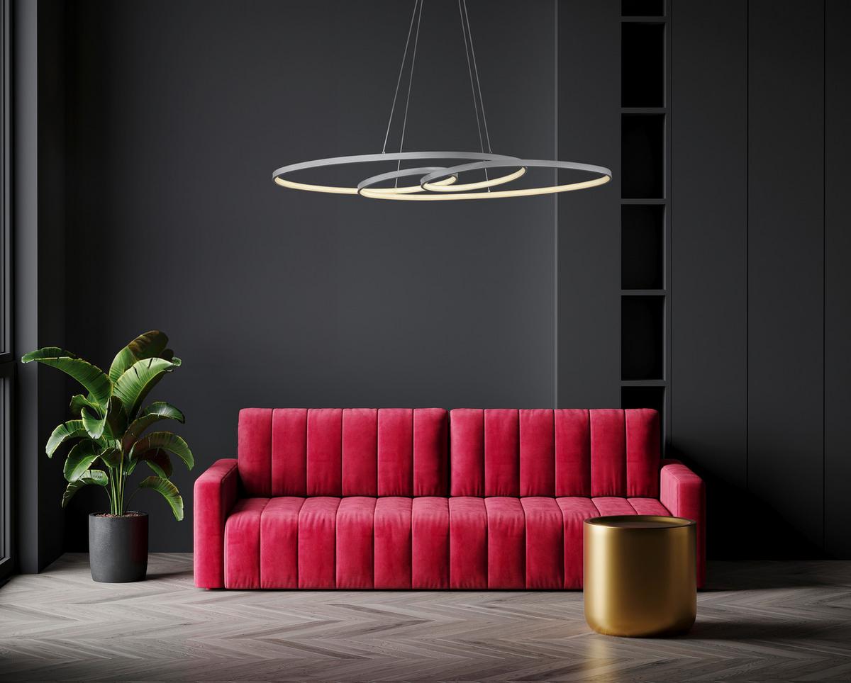 Viseča Led-svetilka Spira, S Sijalko - srebrne barve/opal, Design, kovina/umetna masa (100/36/120cm) - Globo