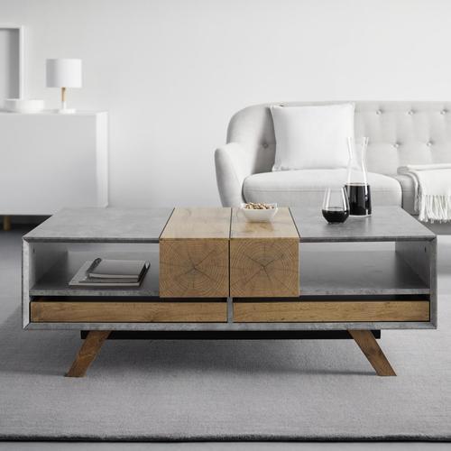 Couchtisch "Casper", ca.60x120cm, grau - Eichefarben/Grau, MODERN, Holz (60/120/42cm) - Bessagi Home