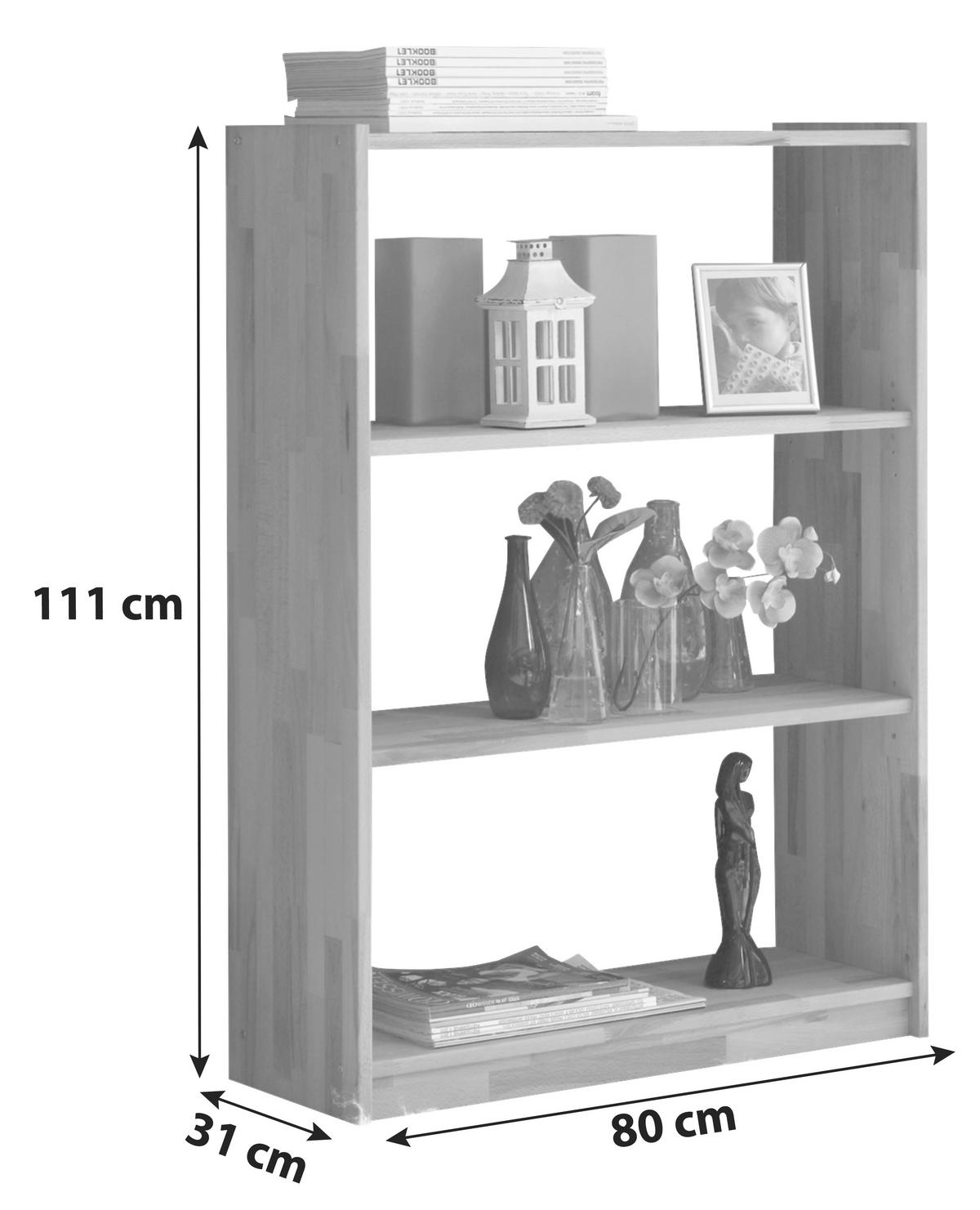 Standregal "Simon", aus Buche, buchefarben - Buchefarben, Basics, Holz (80/111/31cm) - MID.YOU