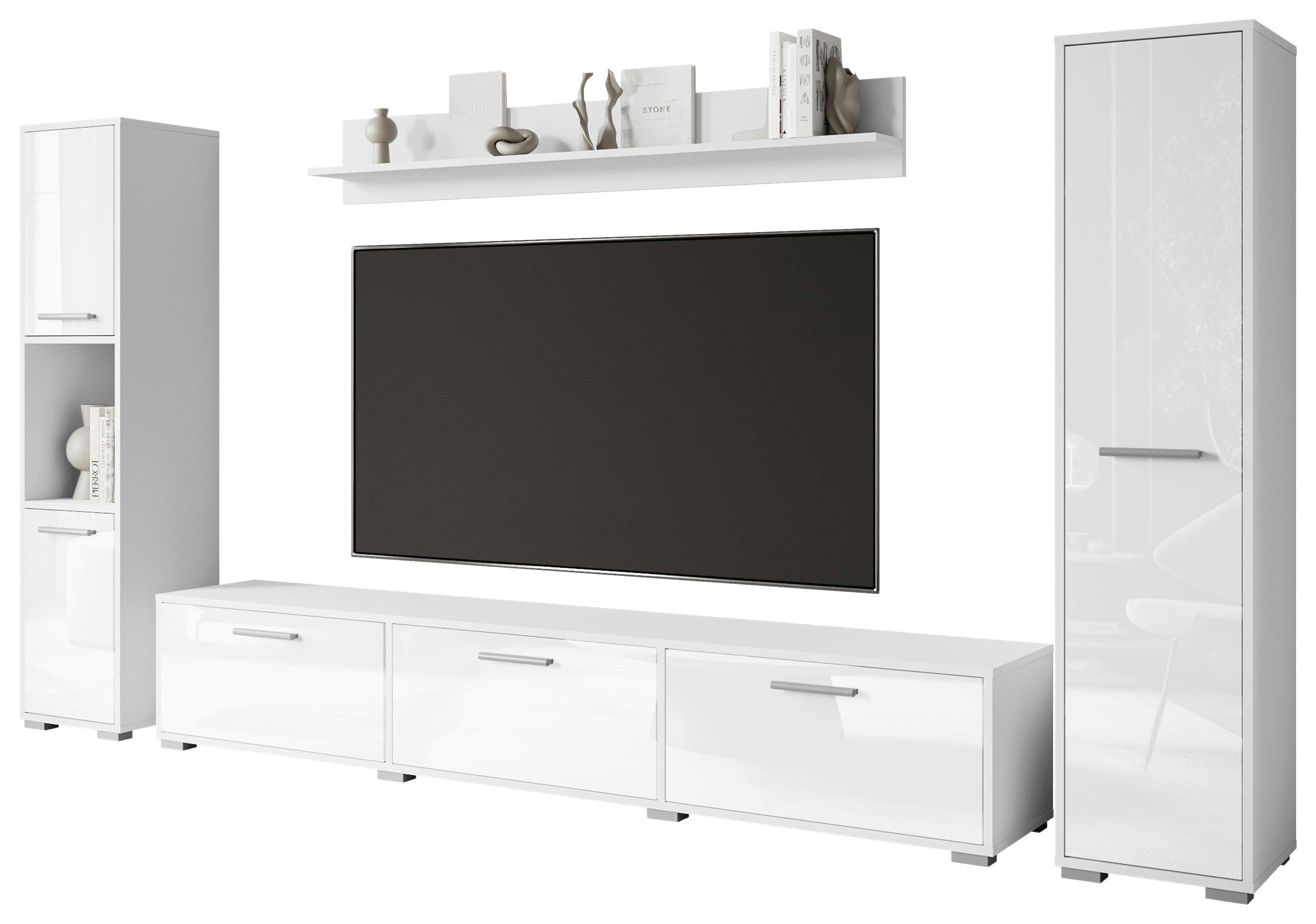WOHNWAND BOGOTA XL WEISS - Weiß Hochglanz/Weiß, Basics, Holzwerkstoff/Kunststoff (240/130/31cm) - MID.YOU