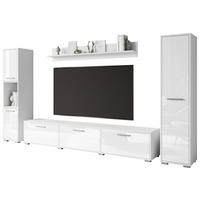 Dnevni Regal Bogota Xl, Bela, Visoki Sijaj, 4-Delno - siva/bela, Basics, umetna masa/leseni material (240/130/31cm) - MID.YOU
