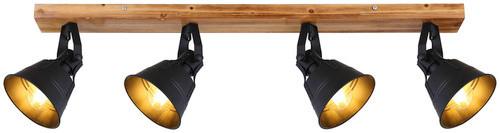 Strahler Günther max. 60 Watt - Goldfarben/Schwarz, Natur, Holz/Metall (82/24cm) - Globo