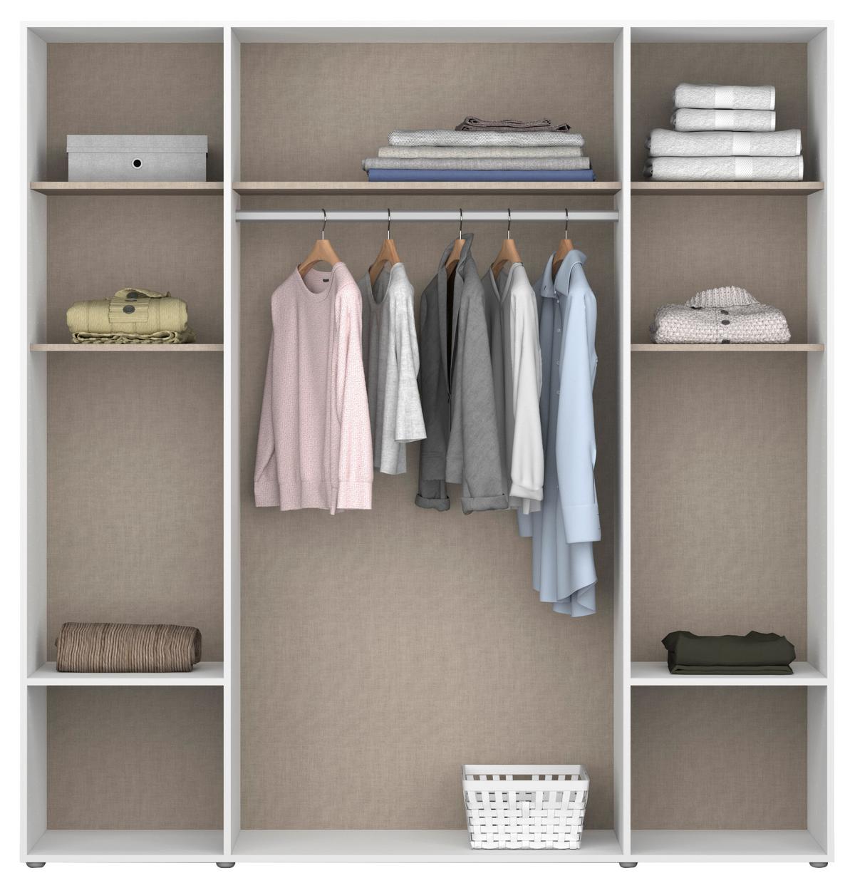 Ormar S Klasičnim Vratima Voyager - bijela/siva, Moderno, drvni materijal/plastika (187/194/53cm) - Modern Living