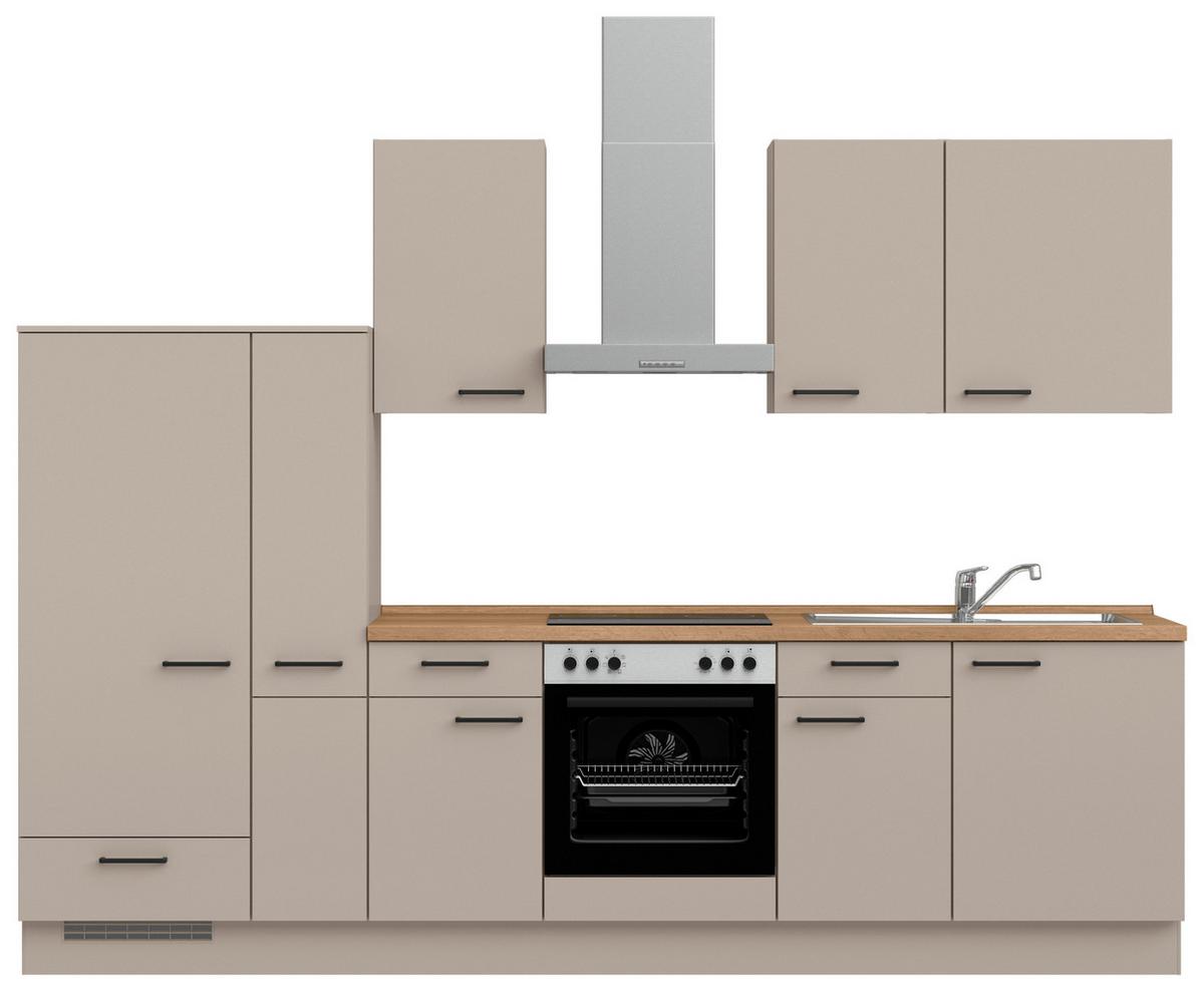 Küchenleerblock Easytouch Low o. Geräte Sandfarben - Sandfarben/Eichefarben, MODERN, Holzwerkstoff/Metall (300cm) - Nobilia