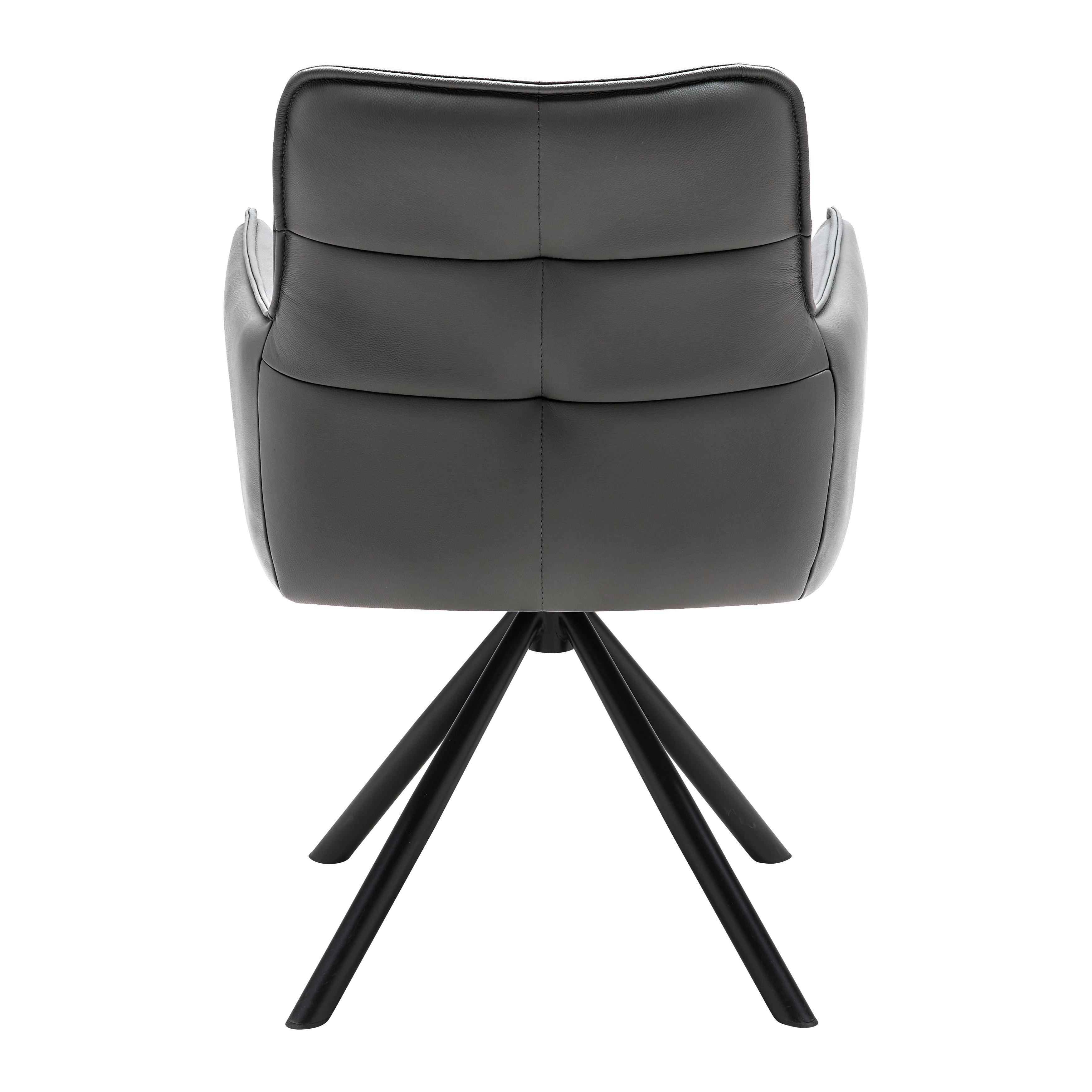 STOL MED ARMSTÖD VINCENT - grå/svart, Modern, metall/läder (58/87/63cm) - Premium Living