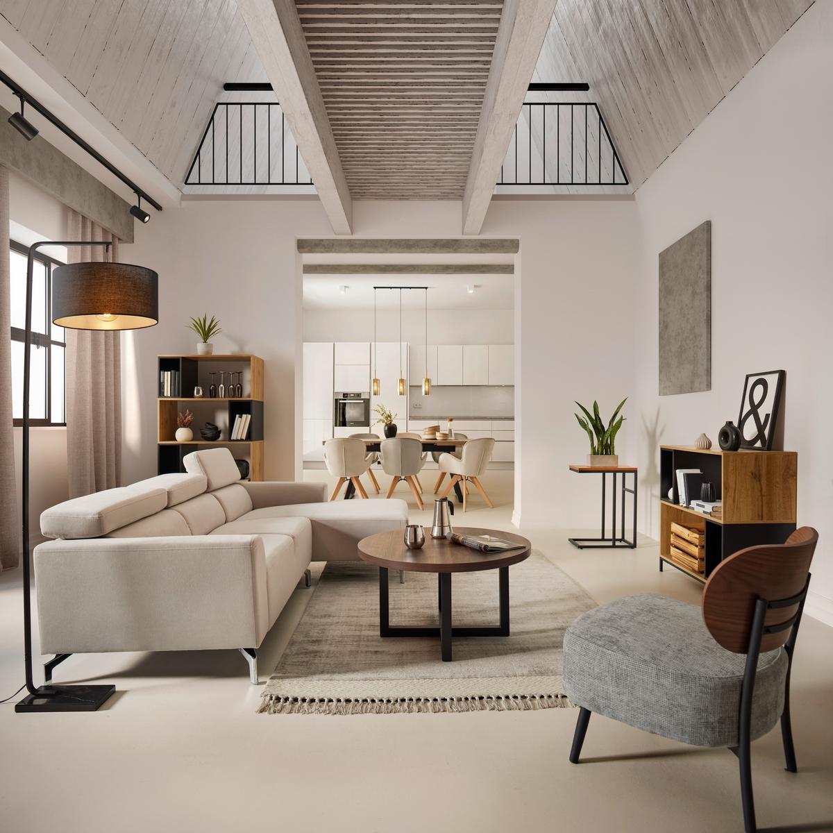 Sarokkanapé Filou - világosszürke, Modern, textil/fa (211/82/146cm) - Bessagi Home