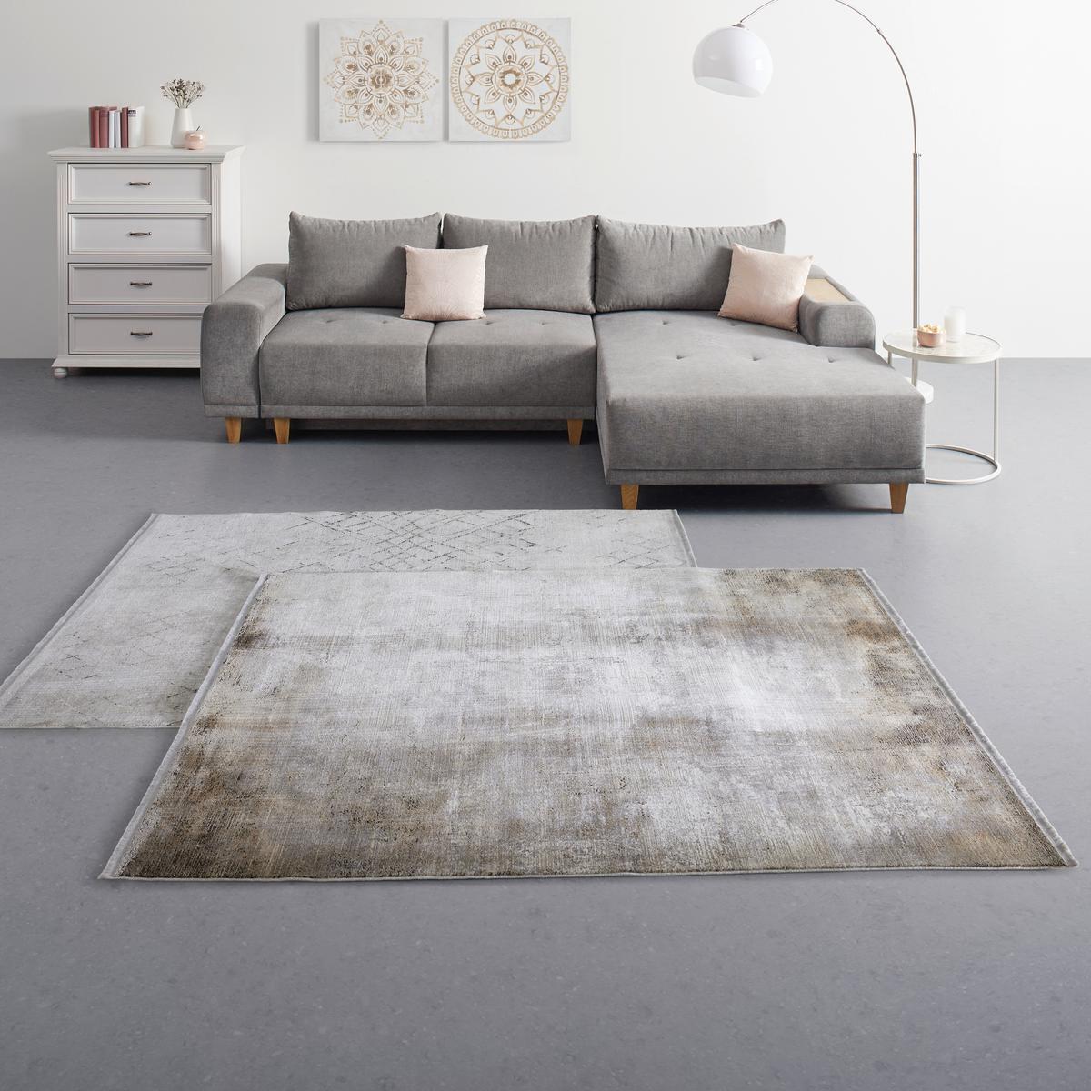 WEBTEPPICH LUC - Grau, Modern, Textil (120/180cm) - Premium Living