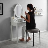 Hocker in Grau 'Havan' - Schwarz/Grau, MODERN, Holz/Textil (45/48/45cm) - Bessagi Home
