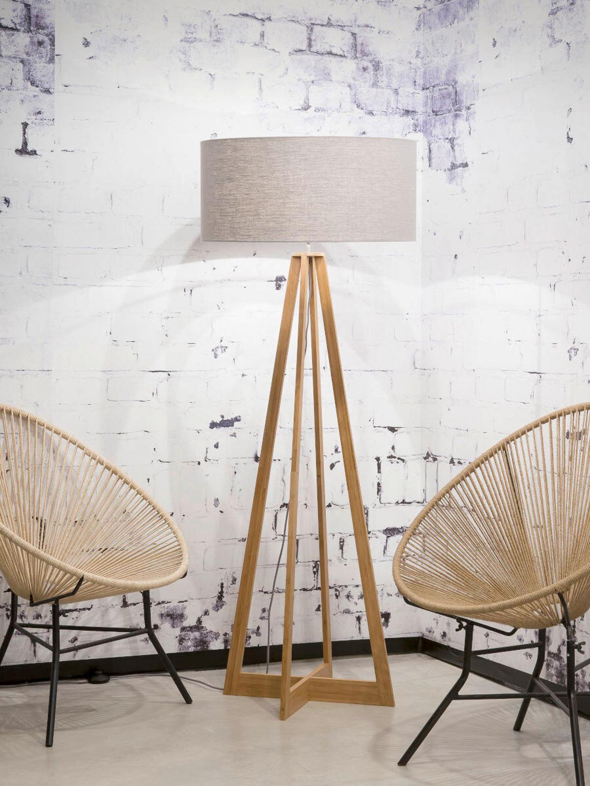 Stoječa Svetilka Everest, Svetlo Siva, Bambus - naravne barve/svetlo siva, Trend (60/158cm) - Good & Mojo