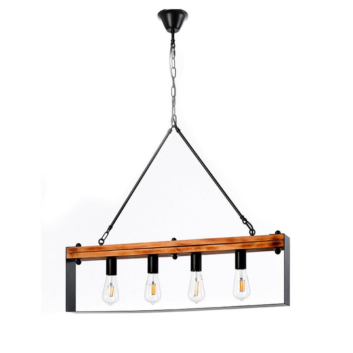 Hängeleuchte Susan Braun/Schwarz max. 22 Watt - Schwarz/Braun, Natur, Holz/Metall (80/8/100cm)