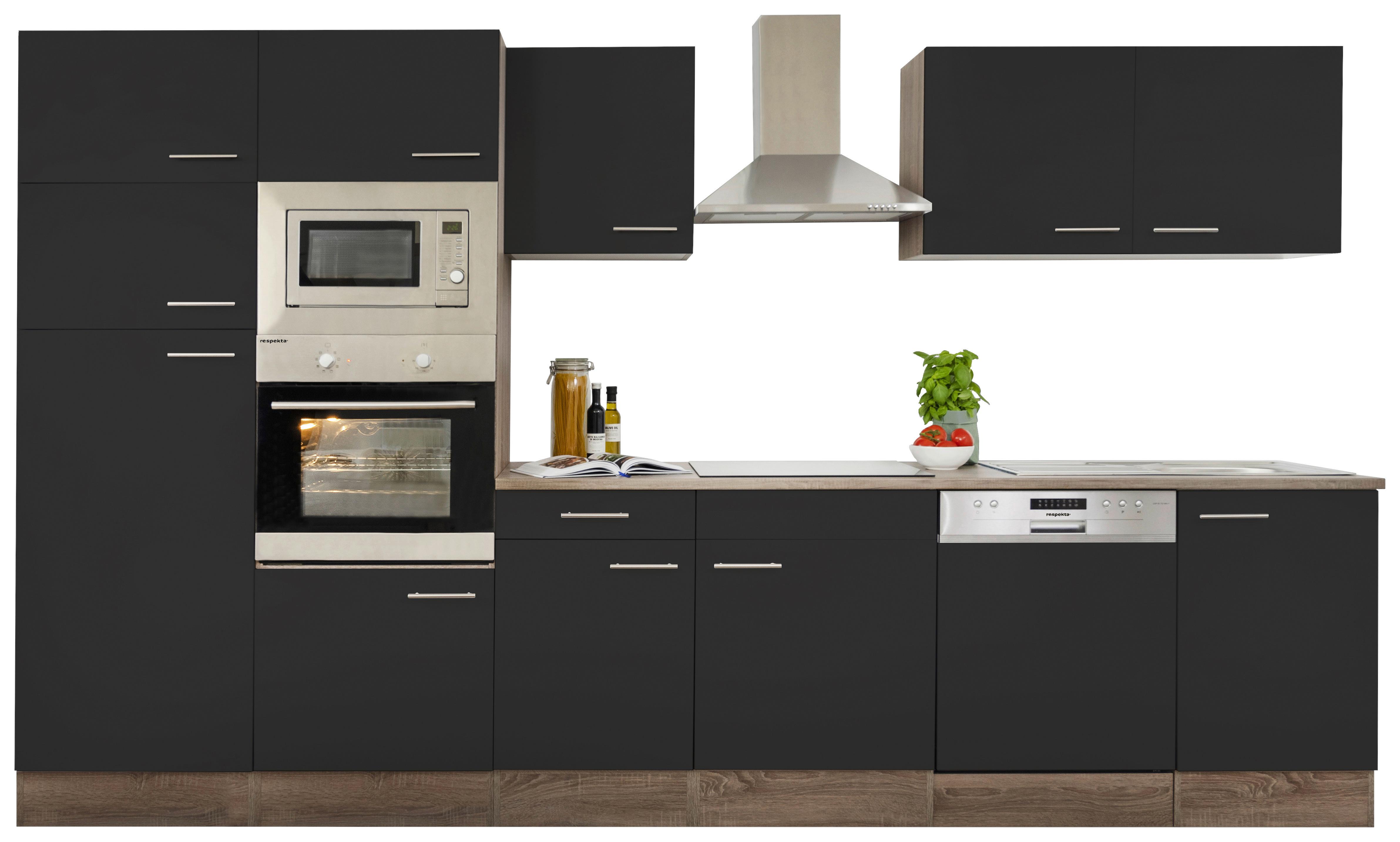Küchenleerblock LBKB340EYSMIGKE - Edelstahlfarben/Eichefarben, Basics, Holzwerkstoff/Metall (340cm) - Respekta