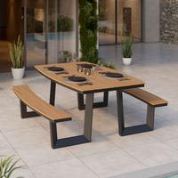 Gartentischgruppe Manuel Anthrazit/Naturfarben - Anthrazit/Naturfarben, Modern, Kunststoff/Metall (200/75/180cm)