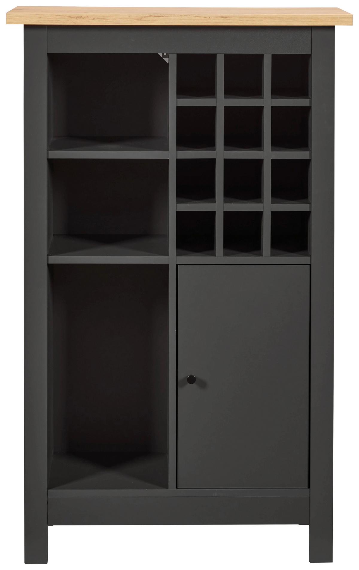 Weinschrank Venet, Anthrazit/Artisan Eiche - Anthrazit/Schwarz, ROMANTIK / LANDHAUS, Holzwerkstoff/Kunststoff (76,8/124,4/33cm) - Mömax