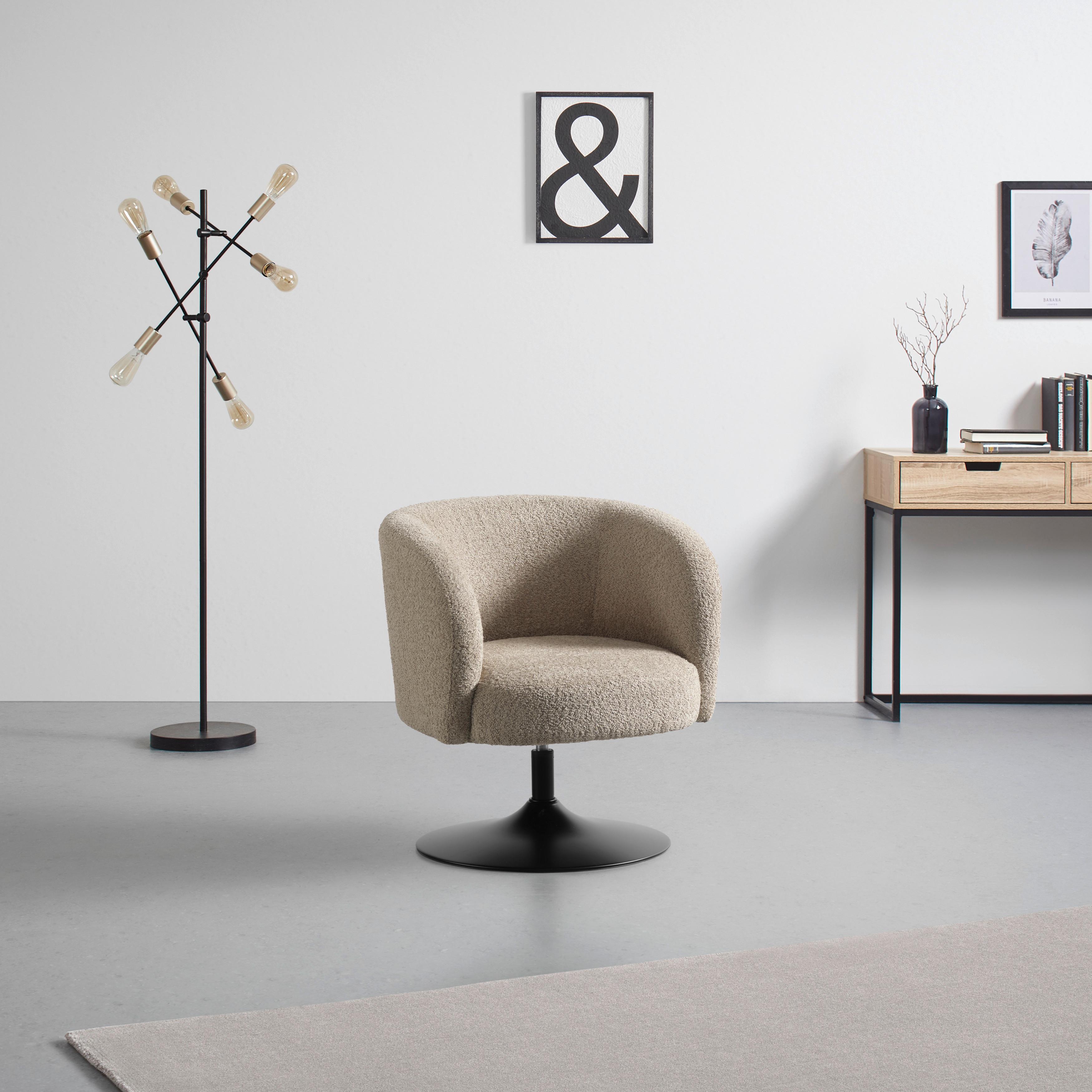 SNURRSTOL GIRO -TREND- - greige/silver, Modern, metall/textil (67/68/73cm) - Premium Living