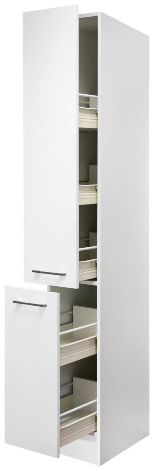 Apothekerschrank Weiß - Edelstahlfarben/Weiß, MODERN, Holzwerkstoff/Metall (30/200/57cm) - FlexWell