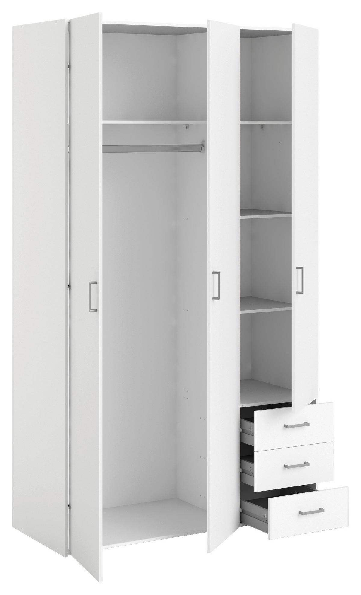 Omara Za Oblačila Space, Bela - srebrne barve/bela, Basics, kovina/leseni material (115,8/200,4/49,5cm) - MID.YOU