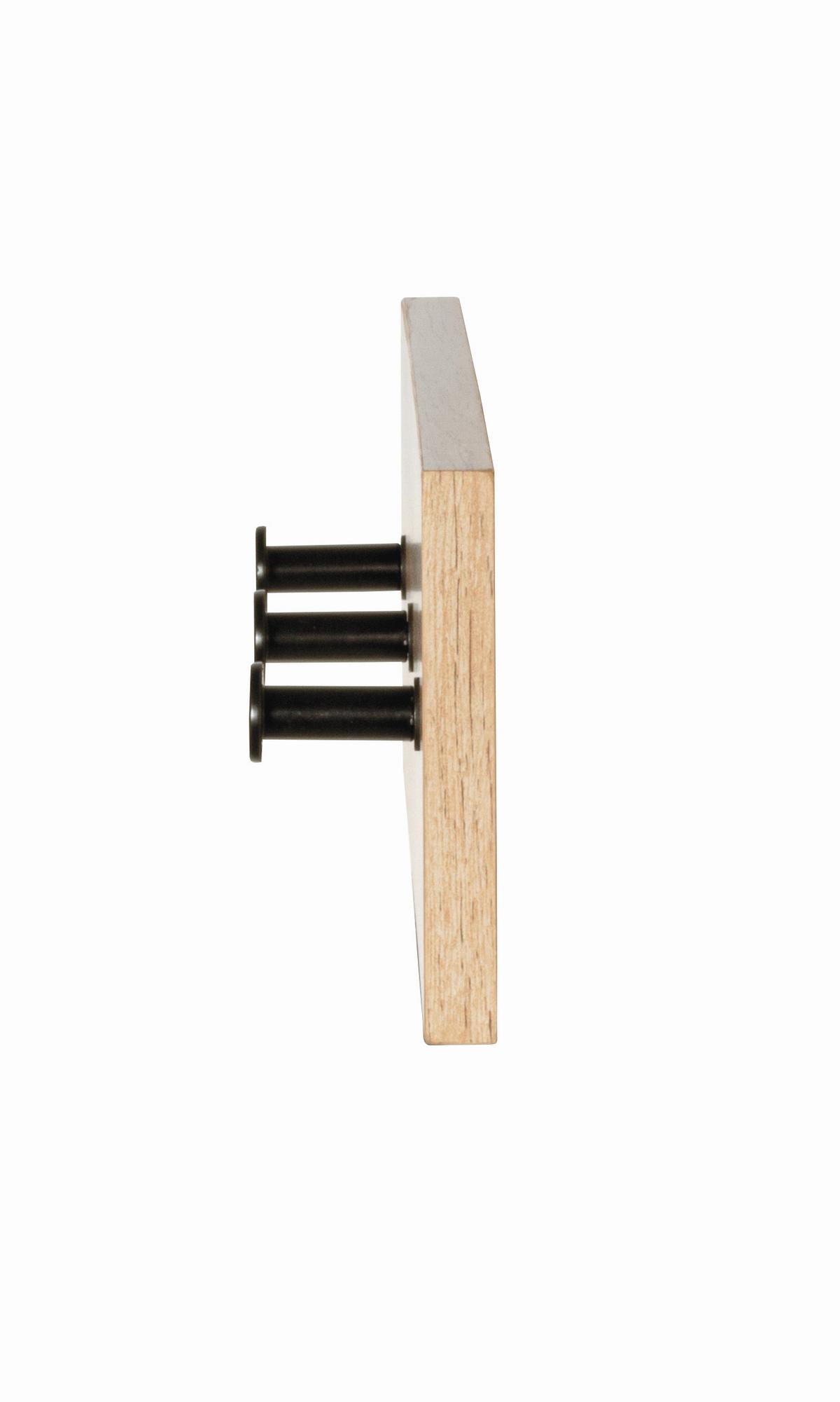 LISTWA Z WIESZAKAMI PARMA - kolor dębowy/czarny, Basics, materiał drewnopochodny/metal (35/12/5cm)