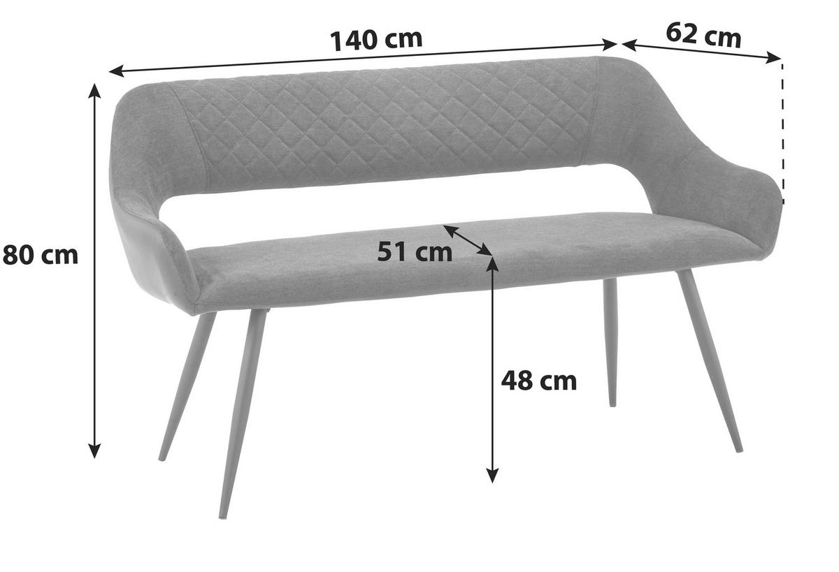 Jedilniška Klop Porto, Antracit, 140 Cm - črna/antracit, Moderno, kovina/tekstil (140l) - MID.YOU